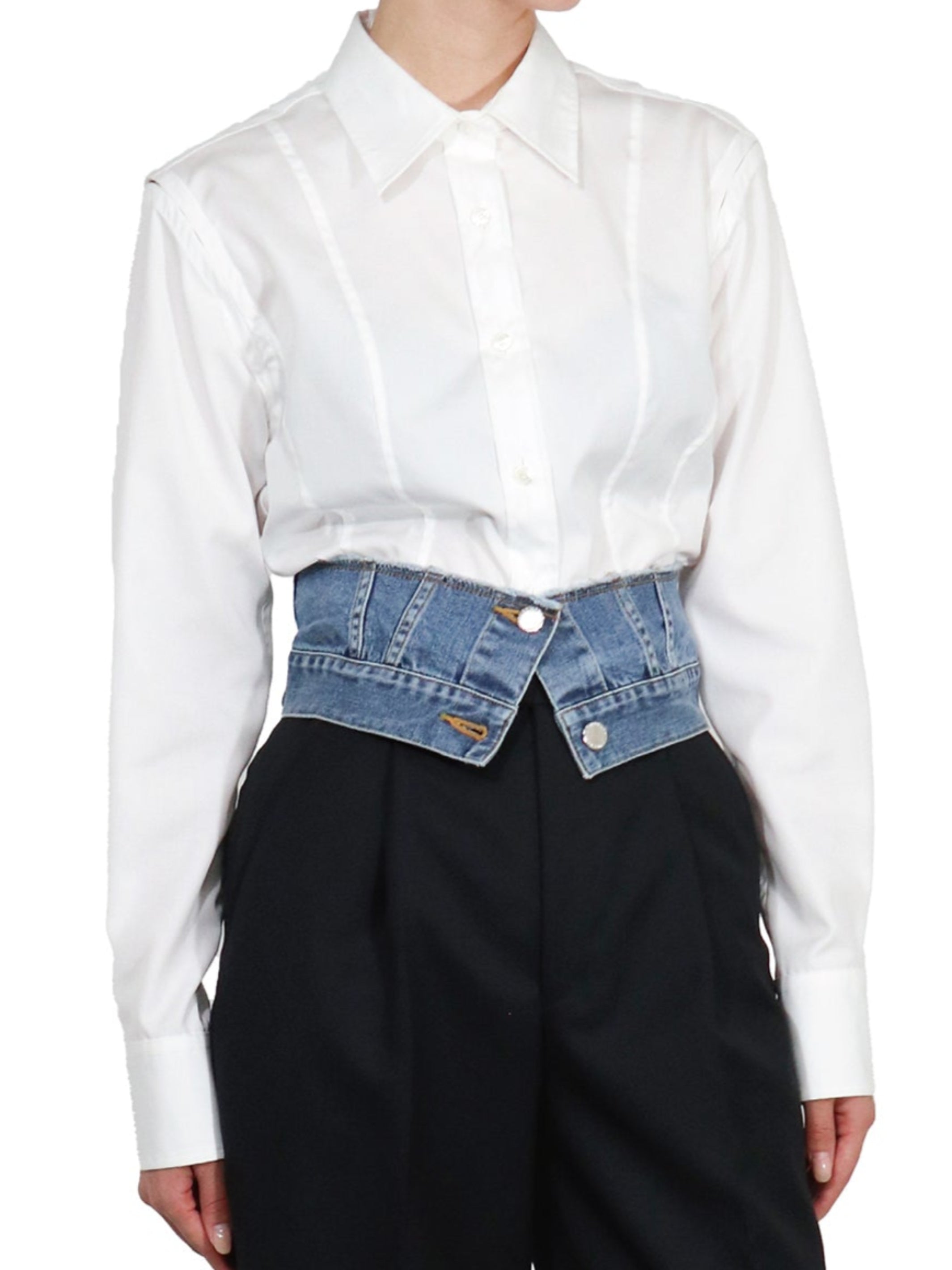 Washed denim cummerbund
