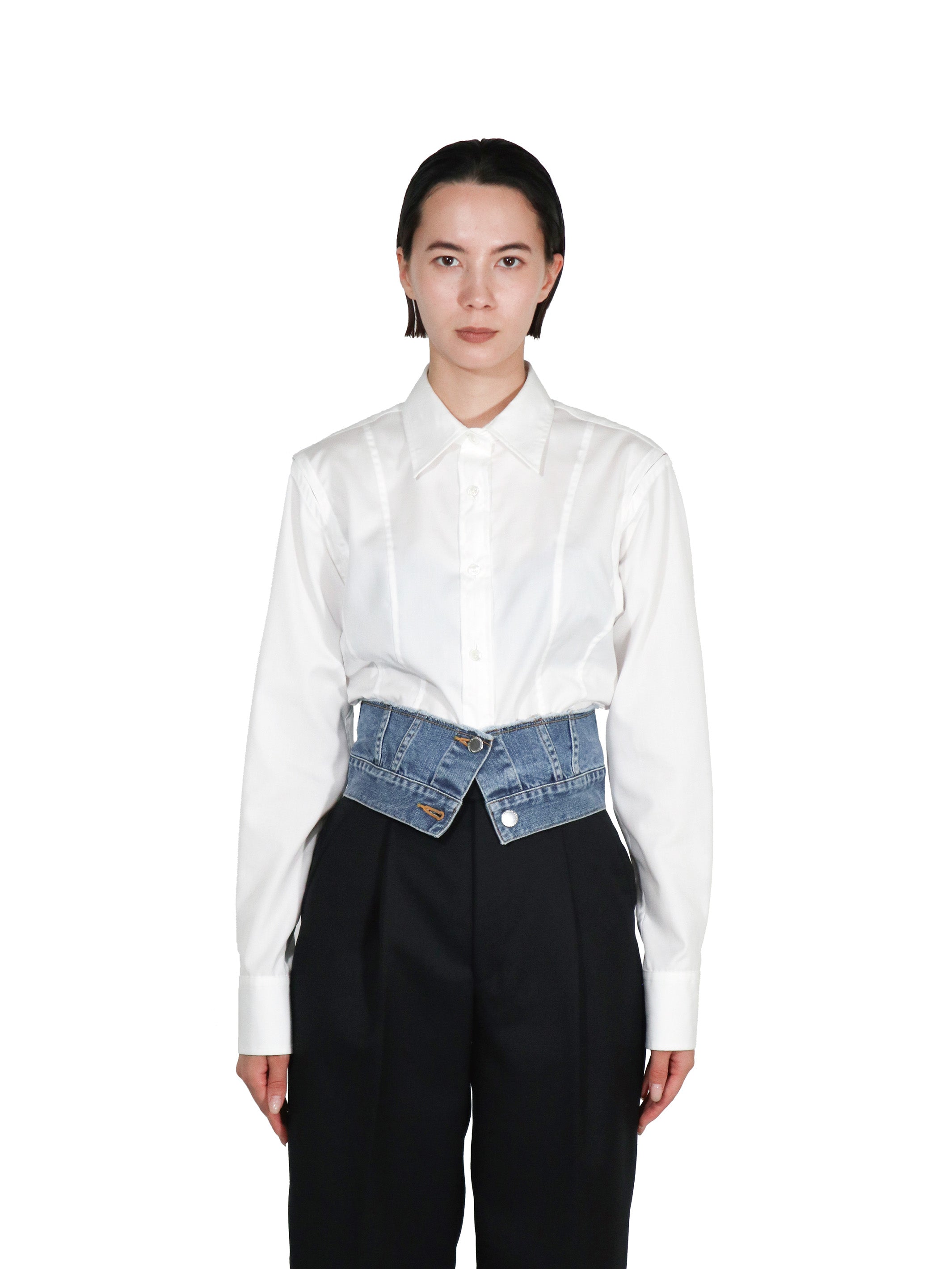 Washed denim cummerbund