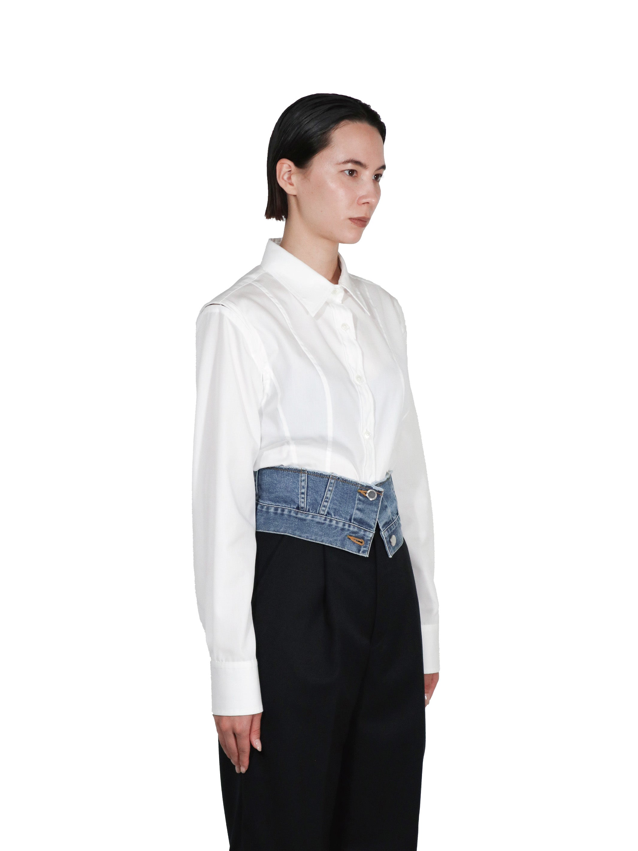 Washed denim cummerbund
