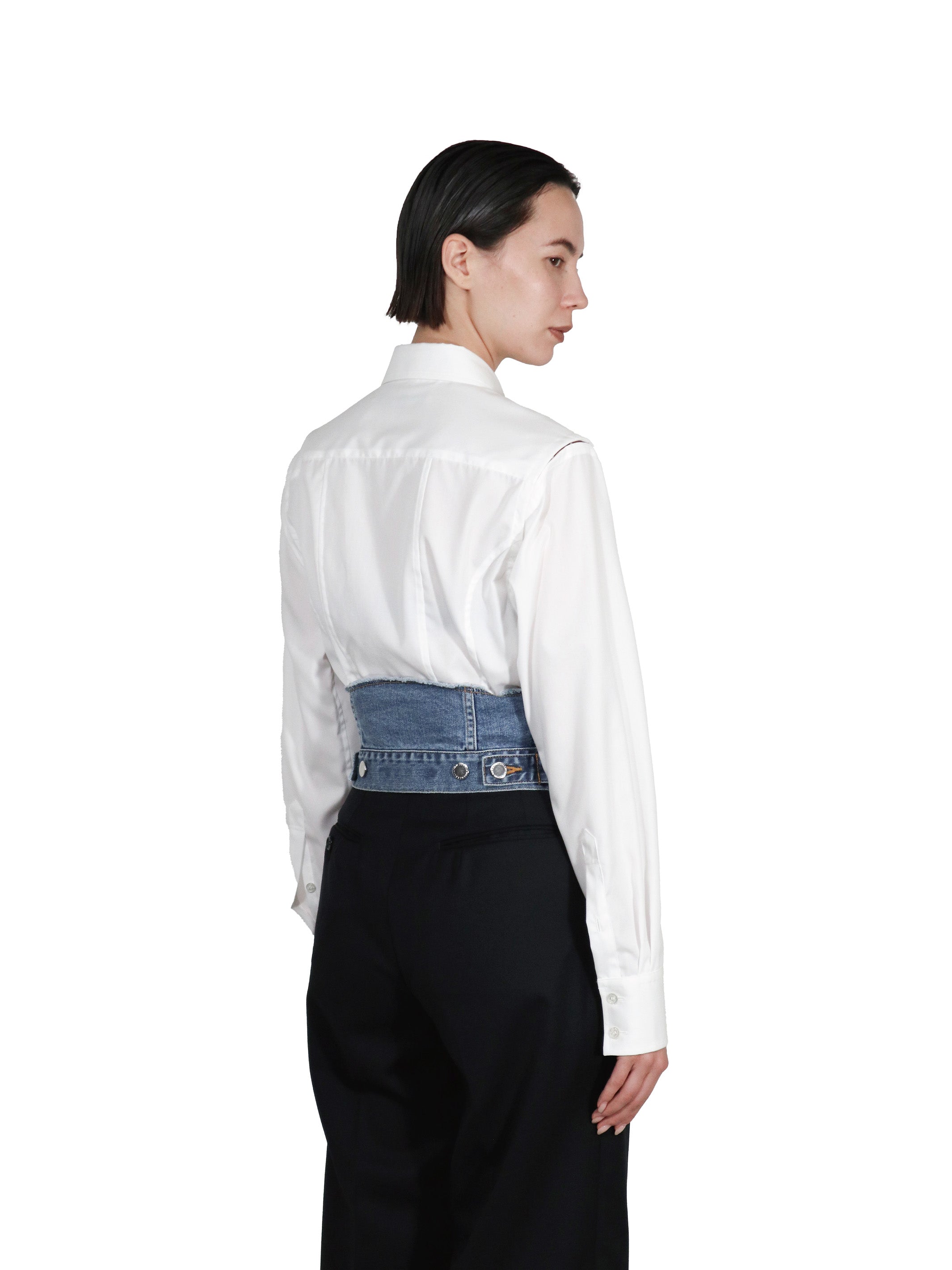 Washed denim cummerbund