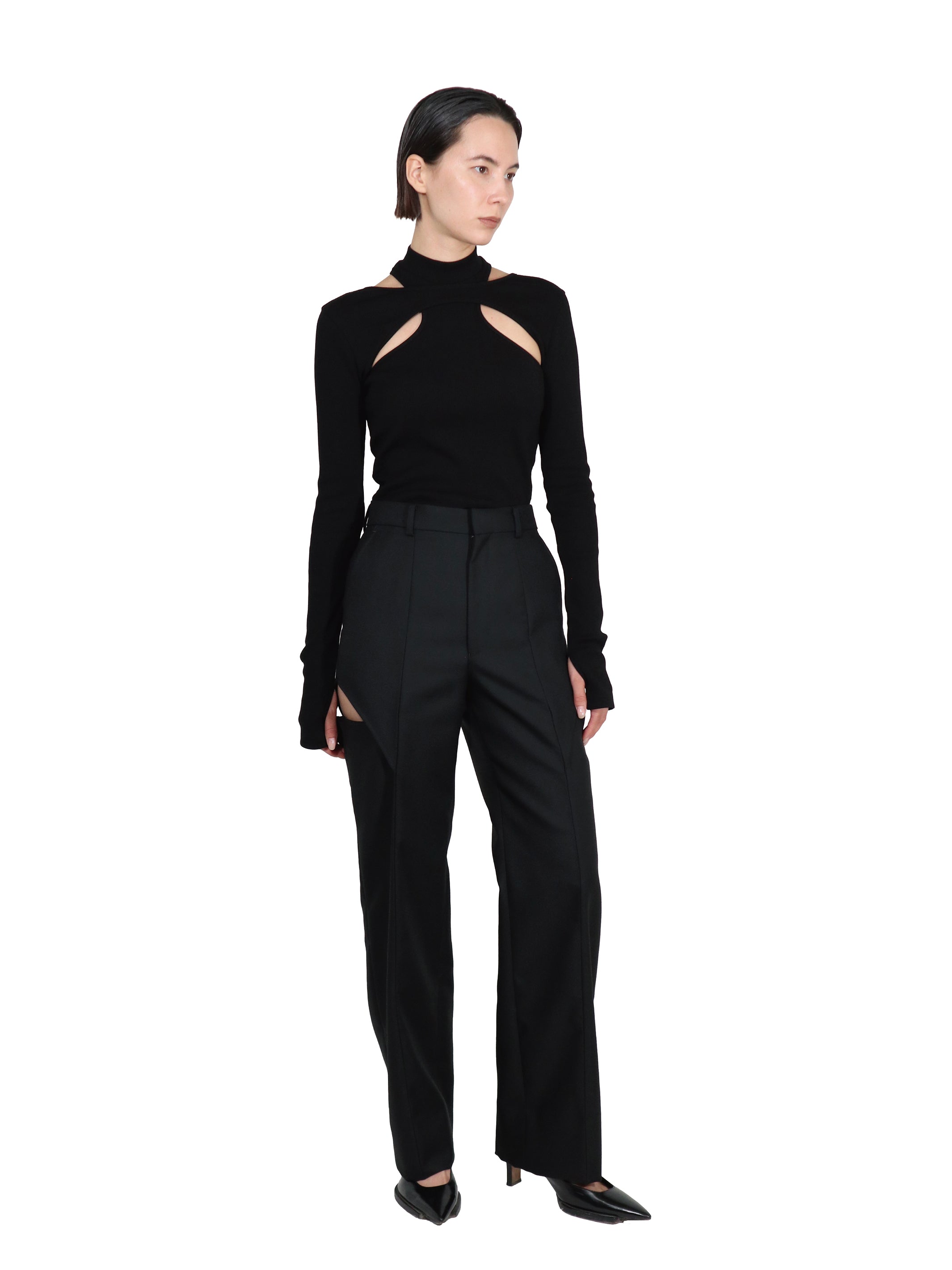 MOCK NECK LAYERED RIB TOP