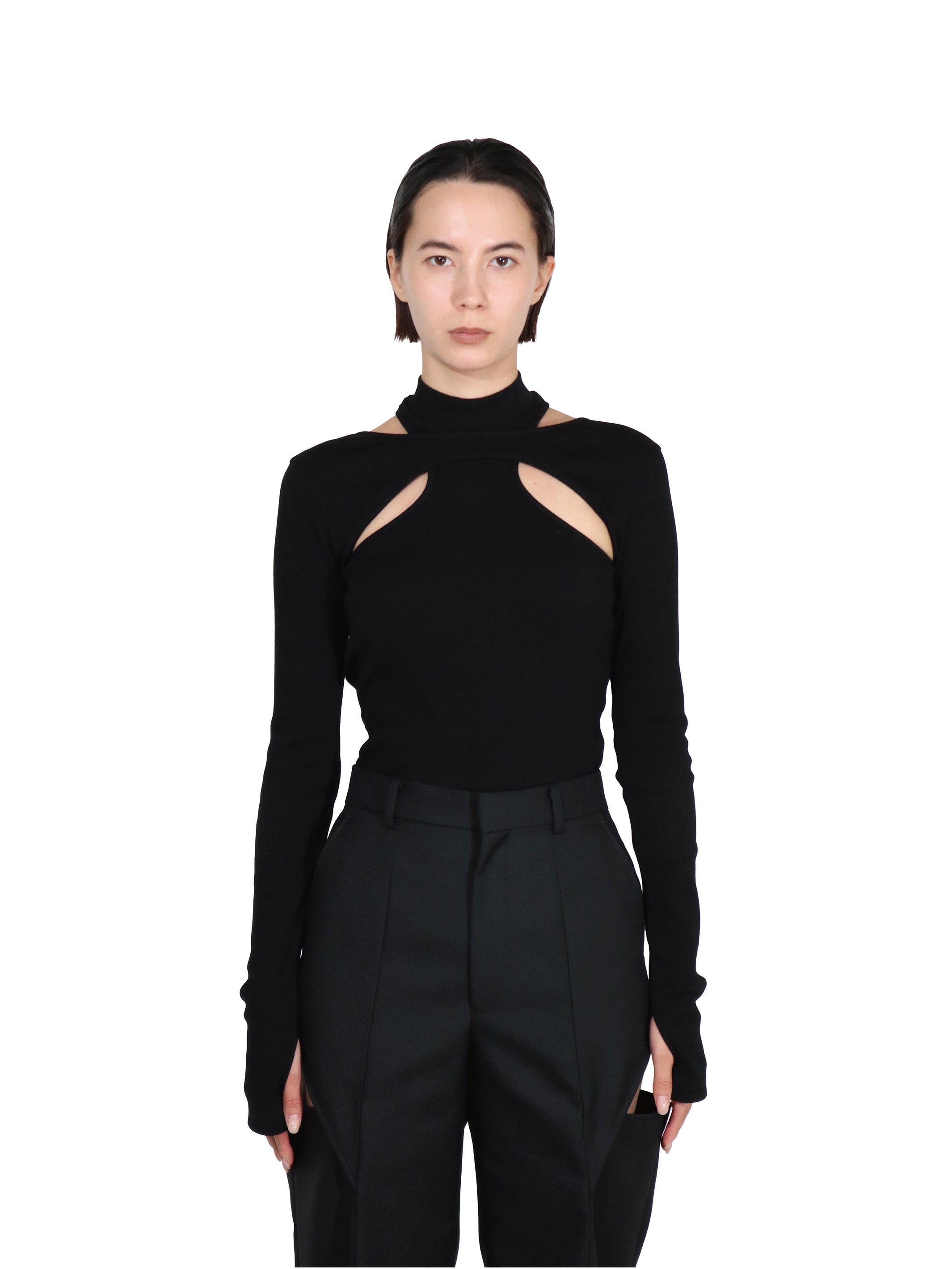 MOCK NECK LAYERED RIB TOP