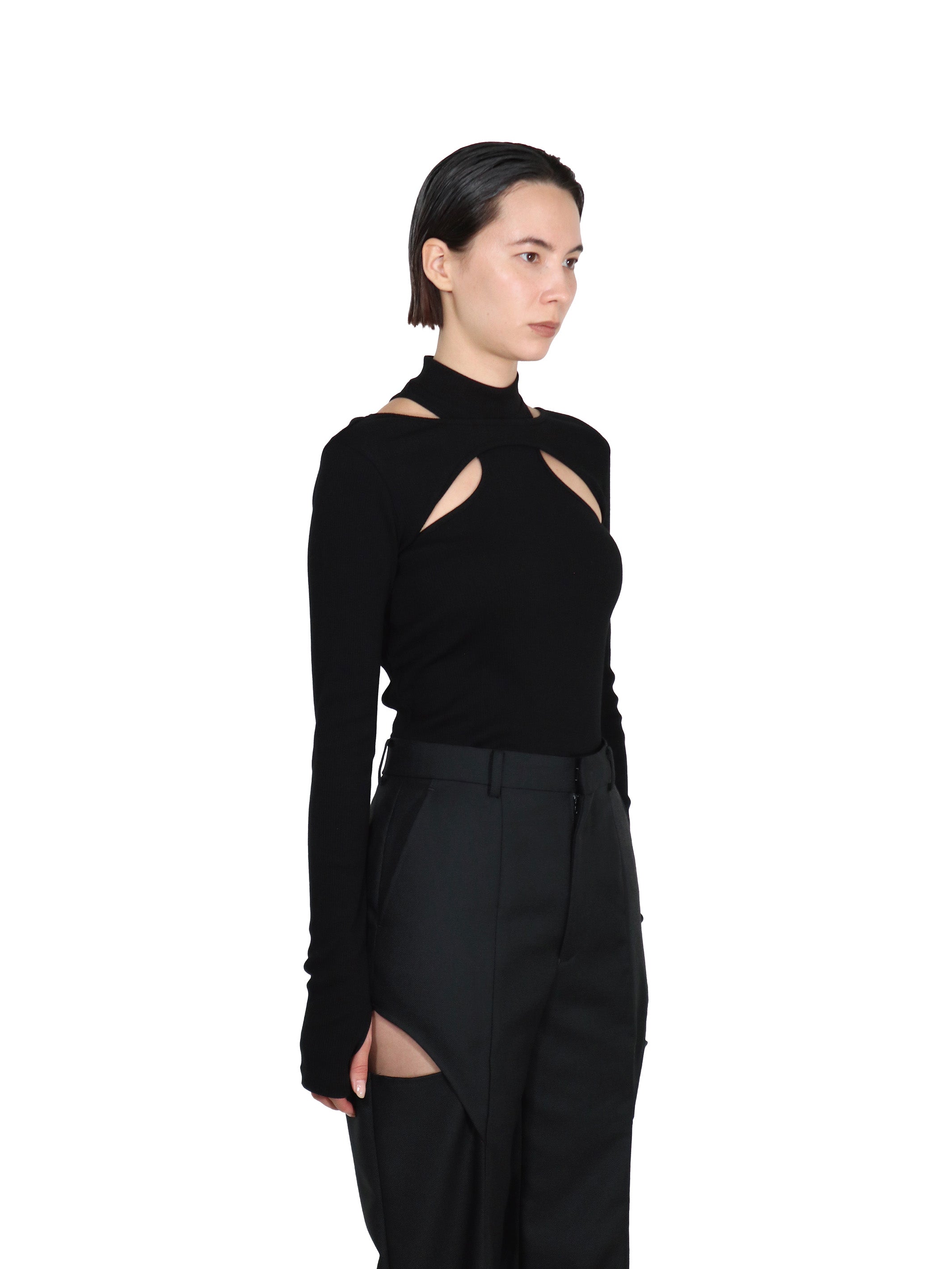MOCK NECK LAYERED RIB TOP