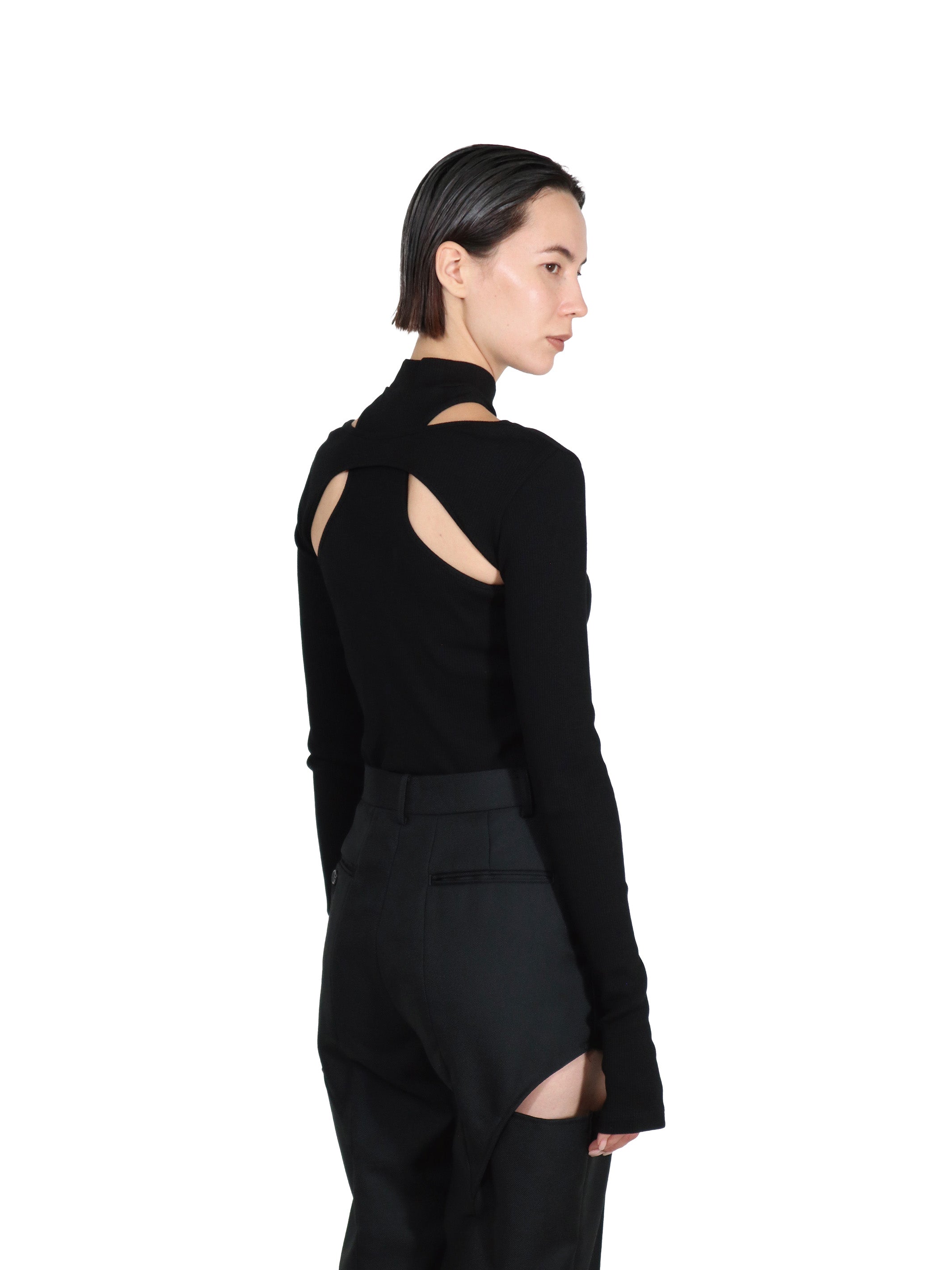 MOCK NECK LAYERED RIB TOP