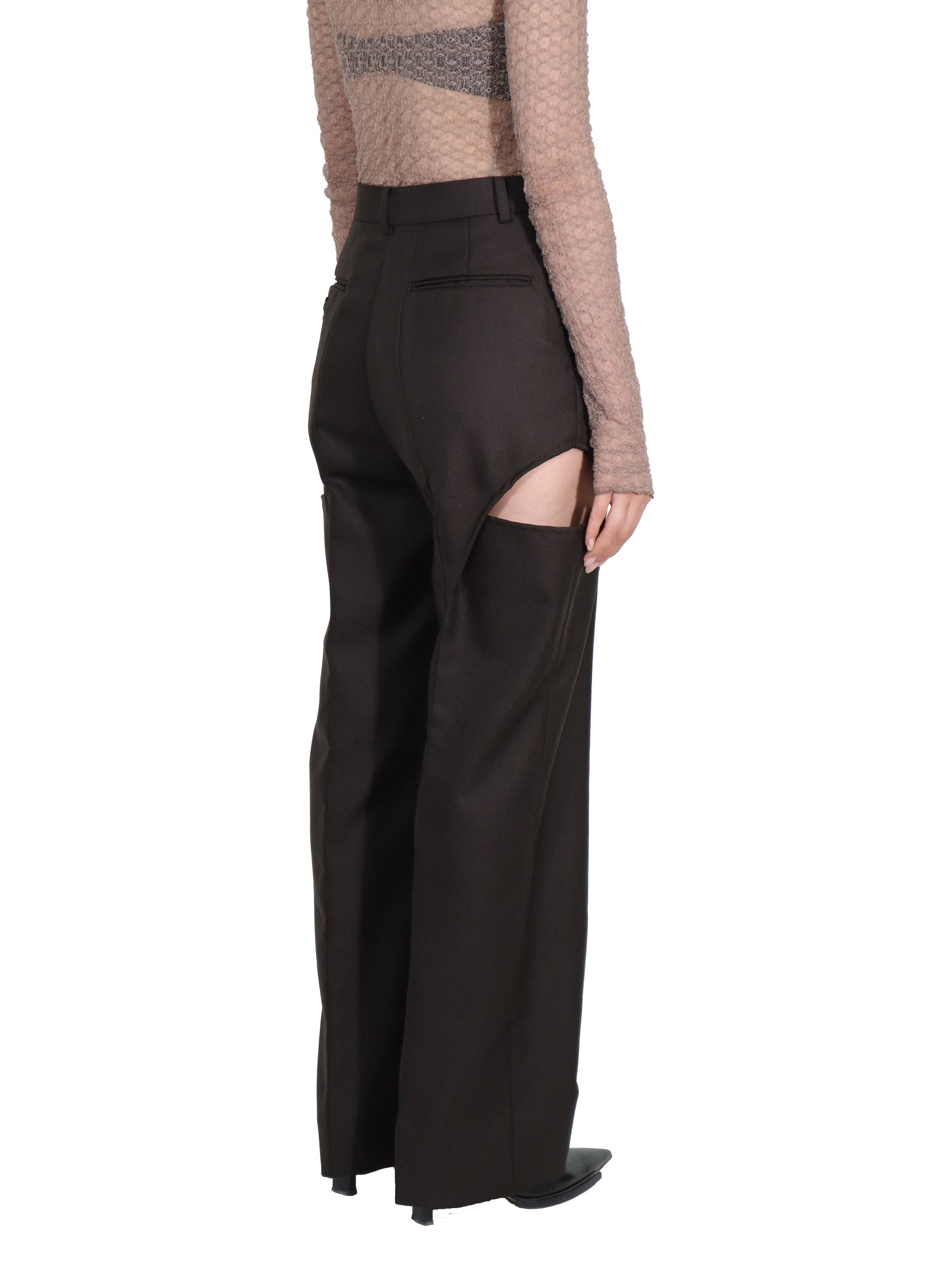 WOOL MOHAIR GABARDINE HOLLOWED OUT PANTS