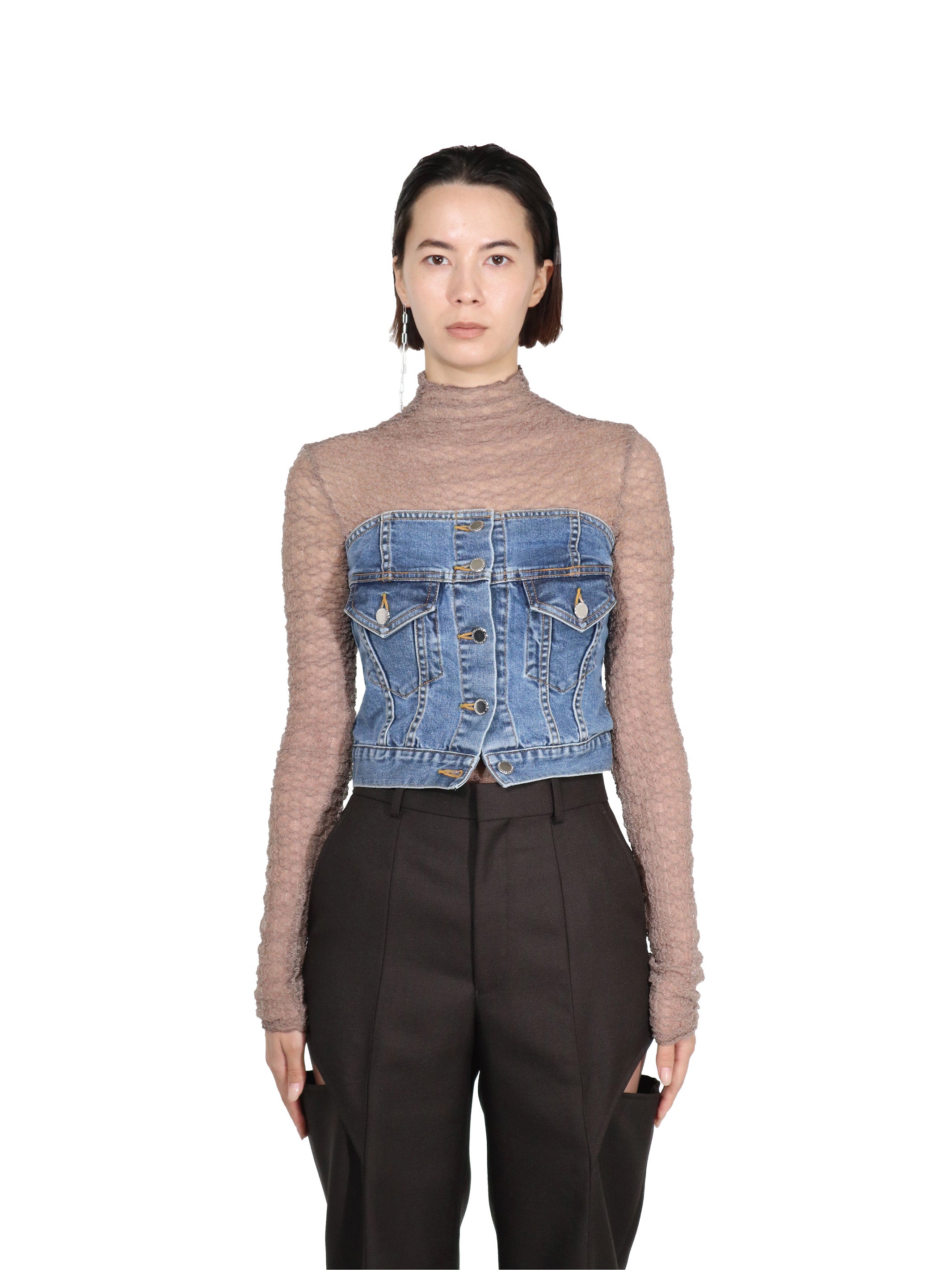 Washed denim bustier