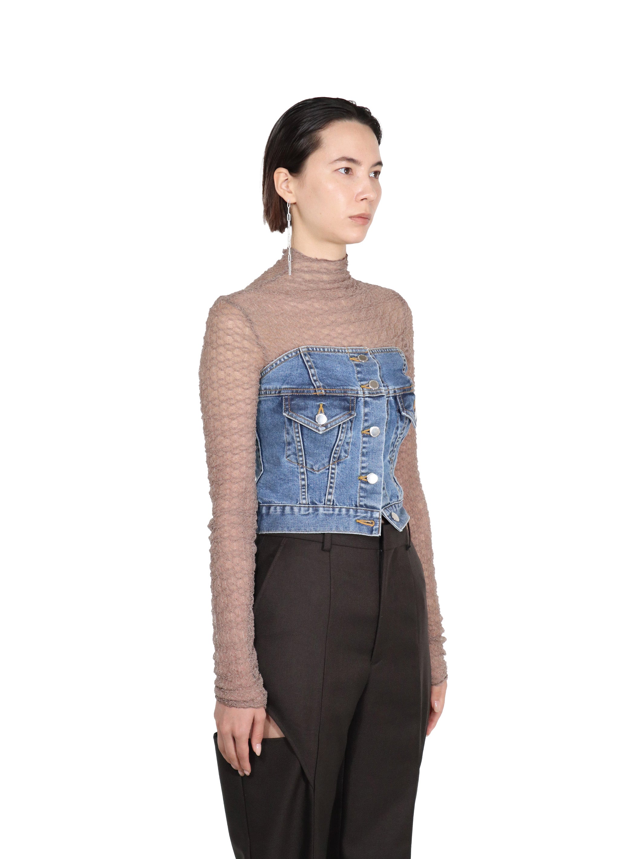 Washed denim bustier
