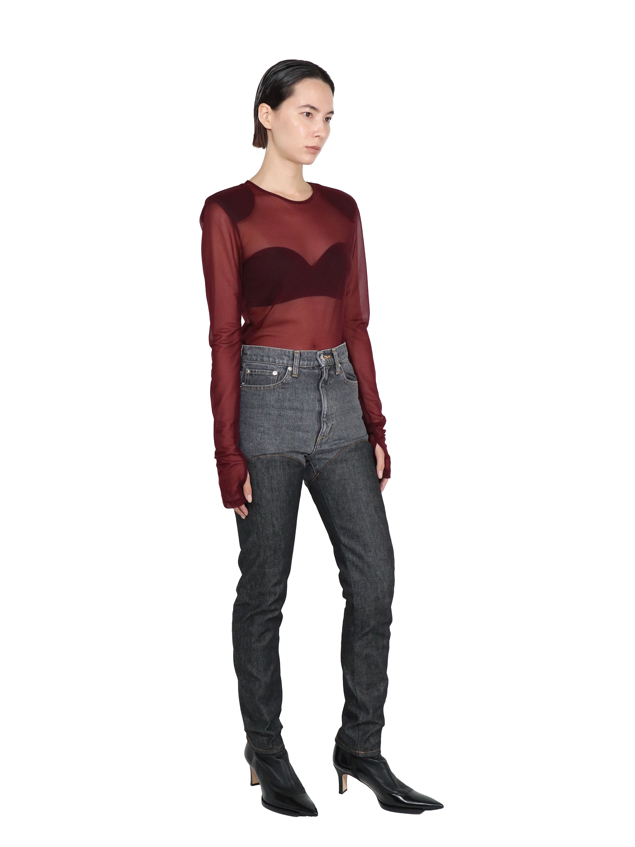 Womens denim & denim bi-color pants