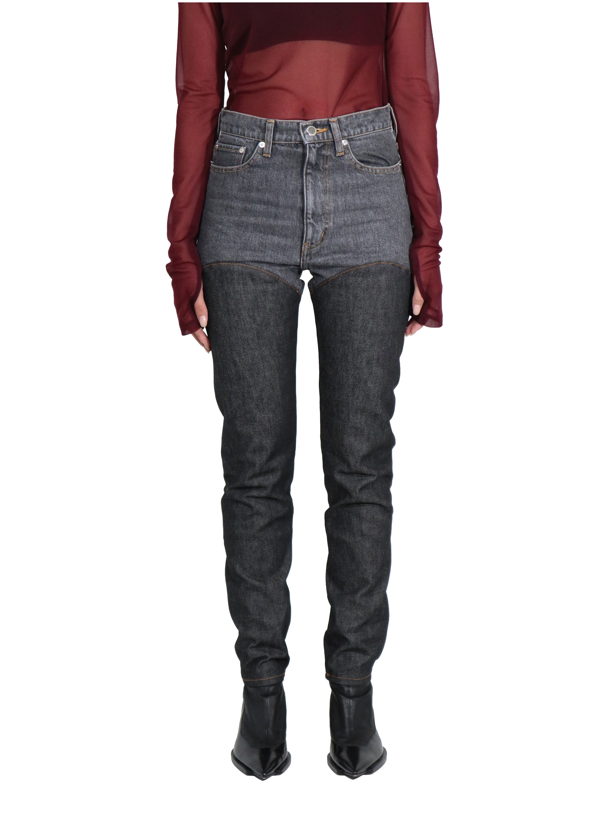 Womens denim & denim bi-color pants
