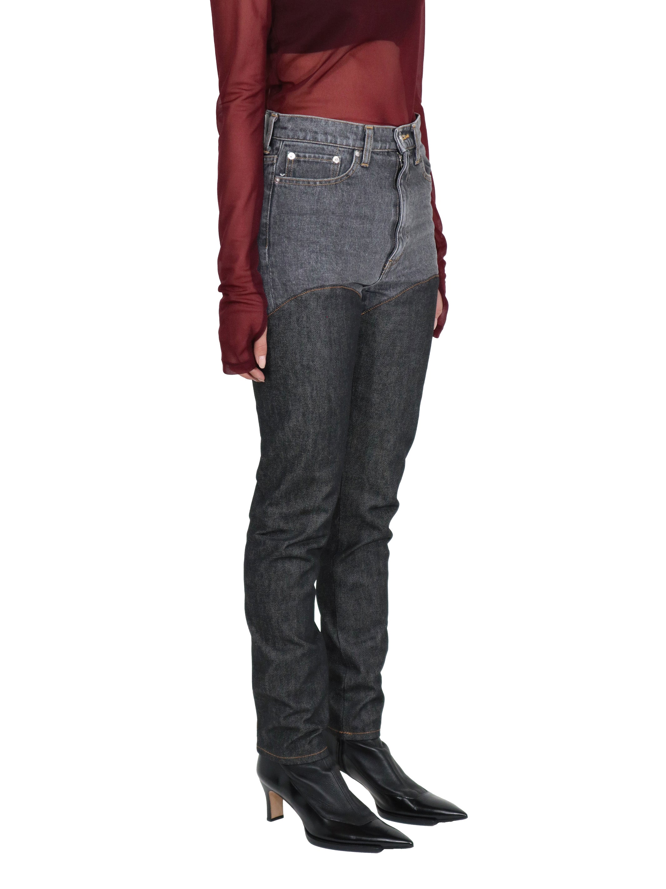 Womens denim & denim bi-color pants