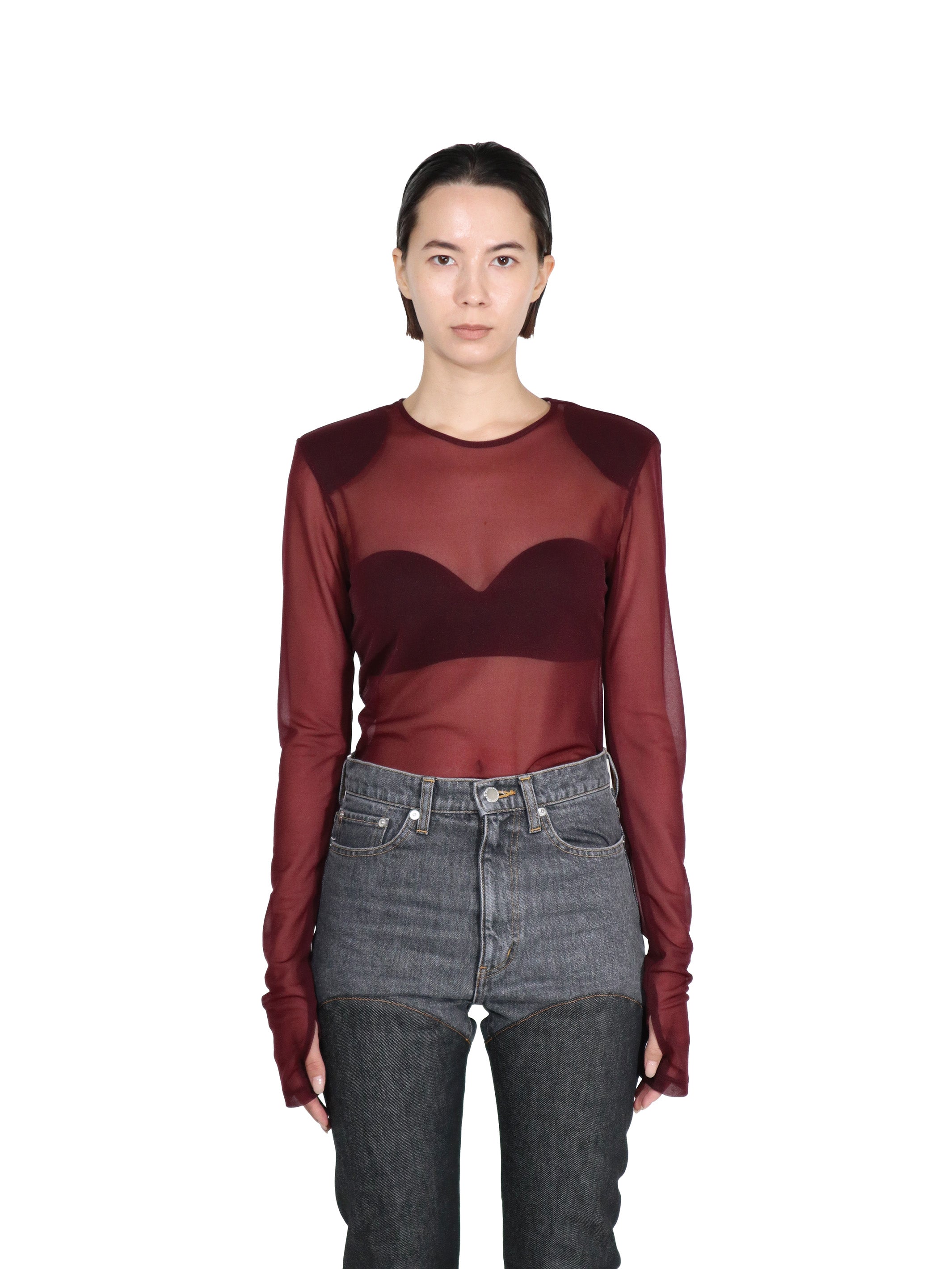 See-through jersey ls top