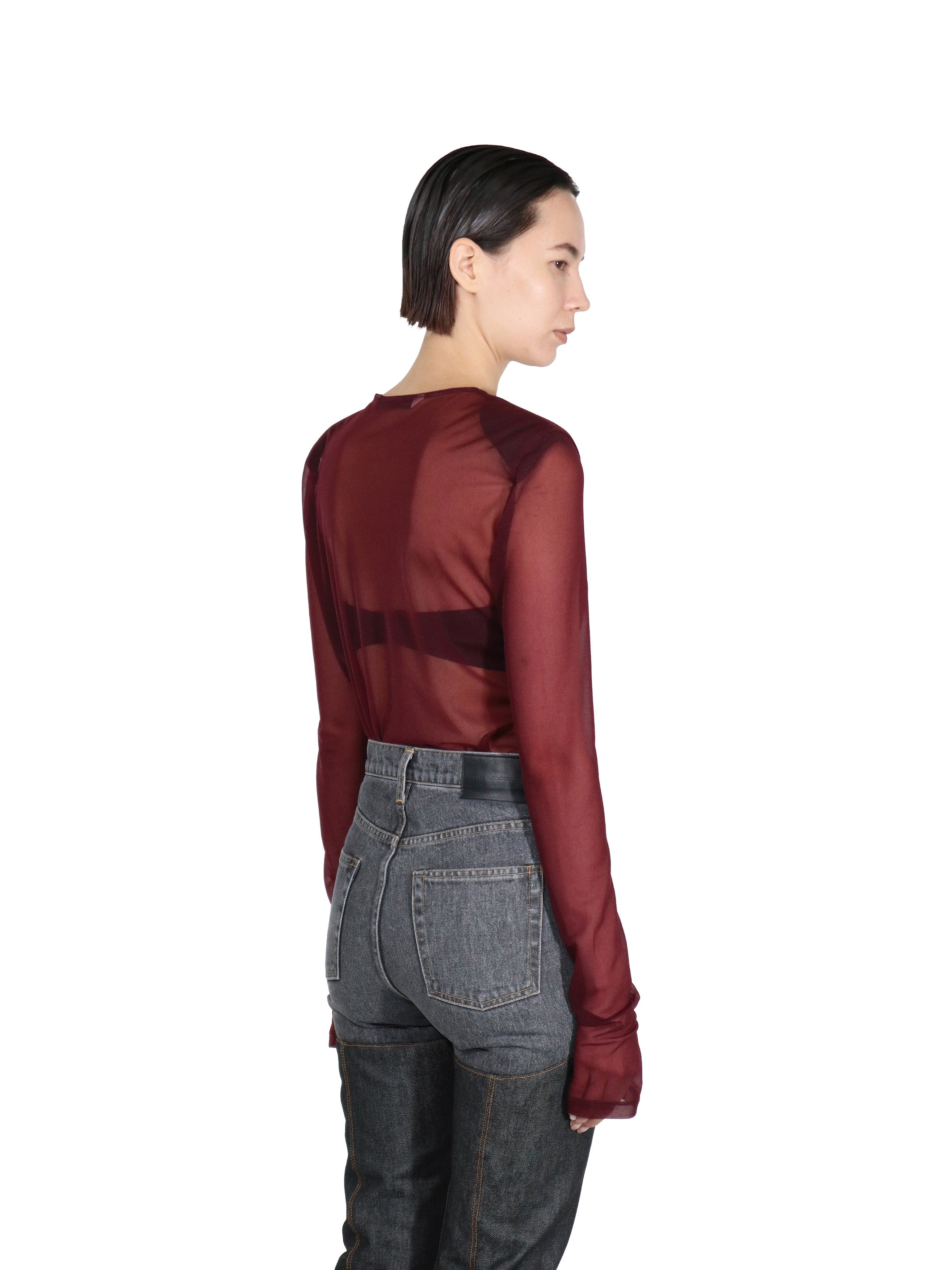 See-through jersey ls top