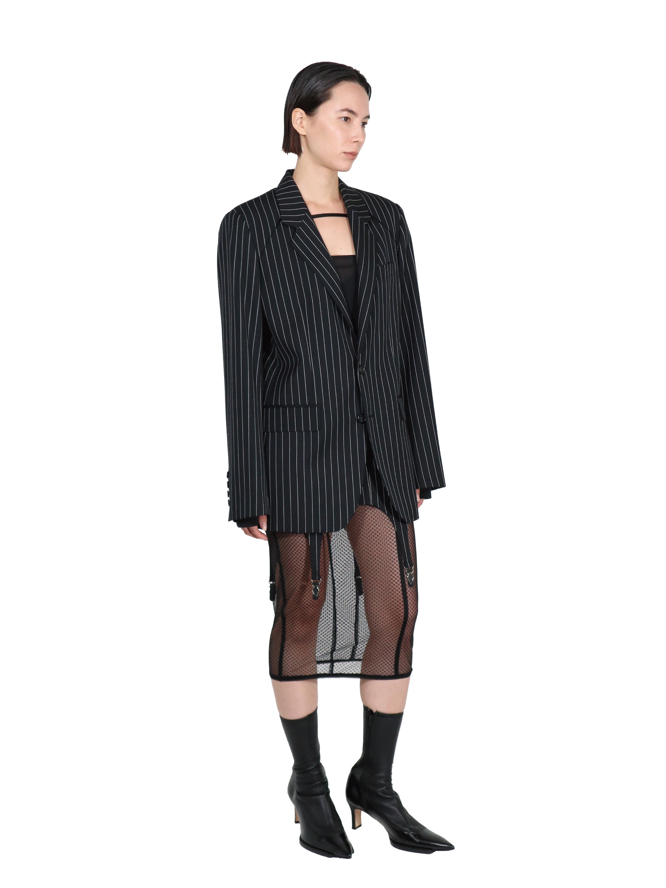 WOOL GABARDINE DETACHABLE SLEEVE JACKET