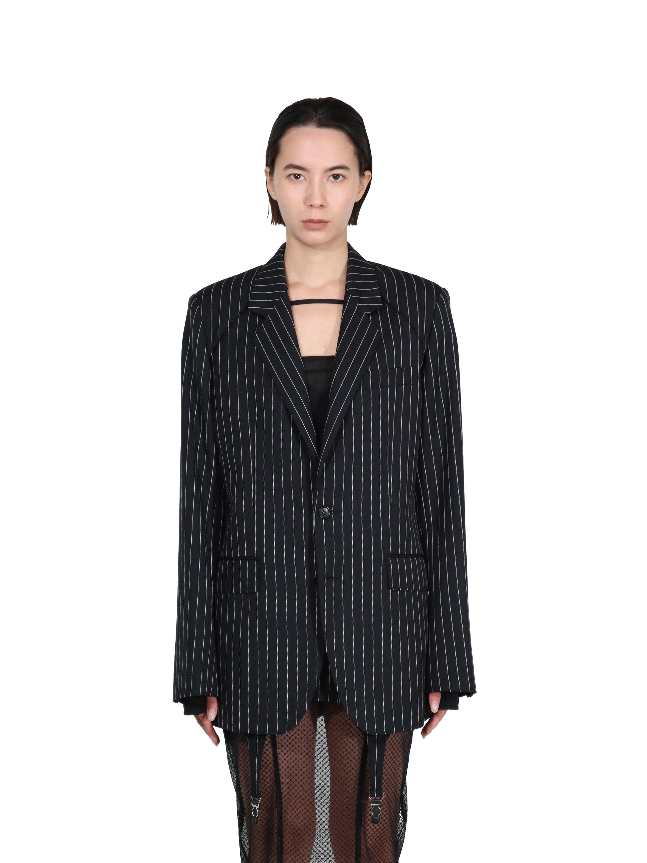 WOOL GABARDINE DETACHABLE SLEEVE JACKET