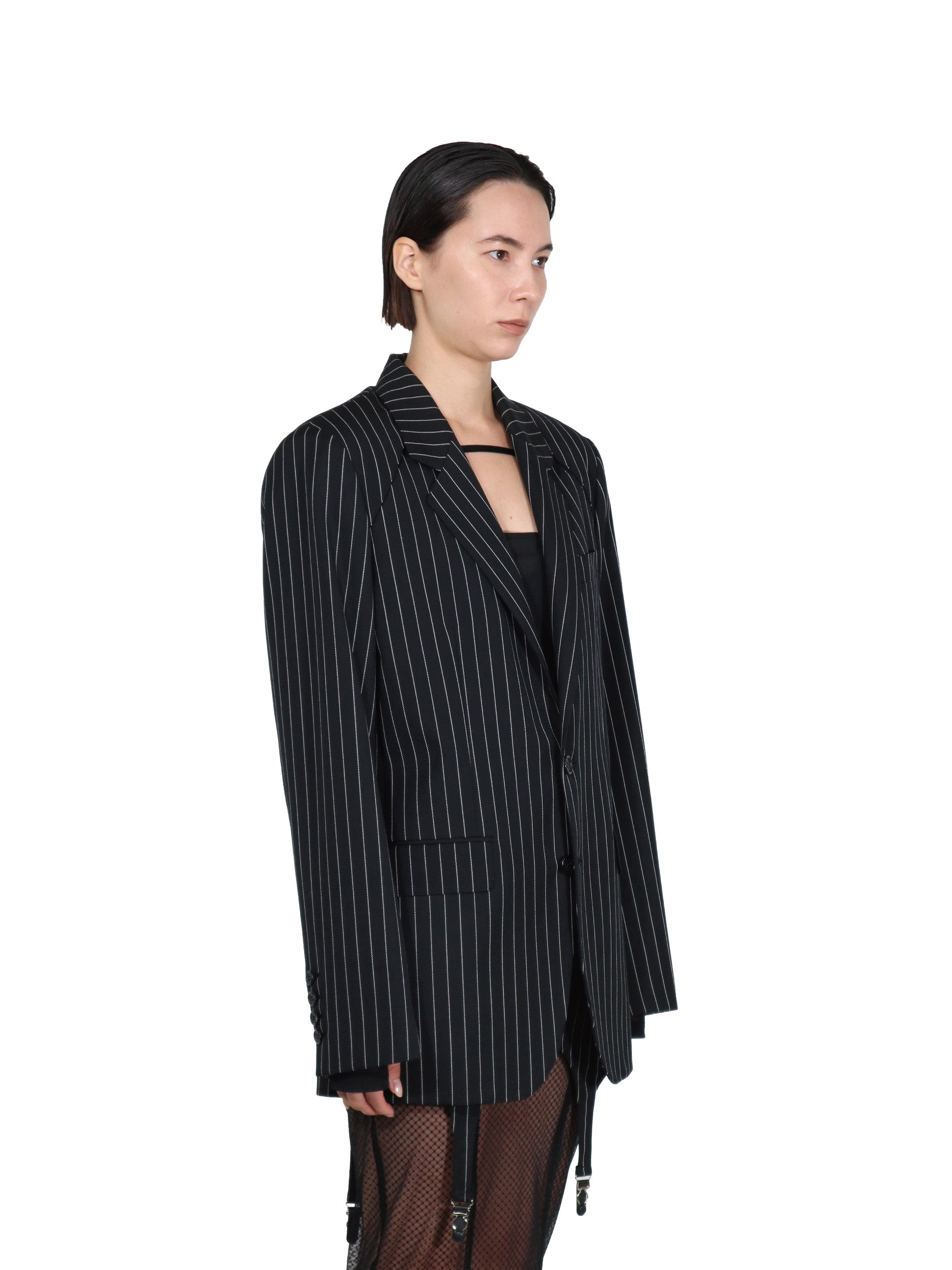 WOOL GABARDINE DETACHABLE SLEEVE JACKET
