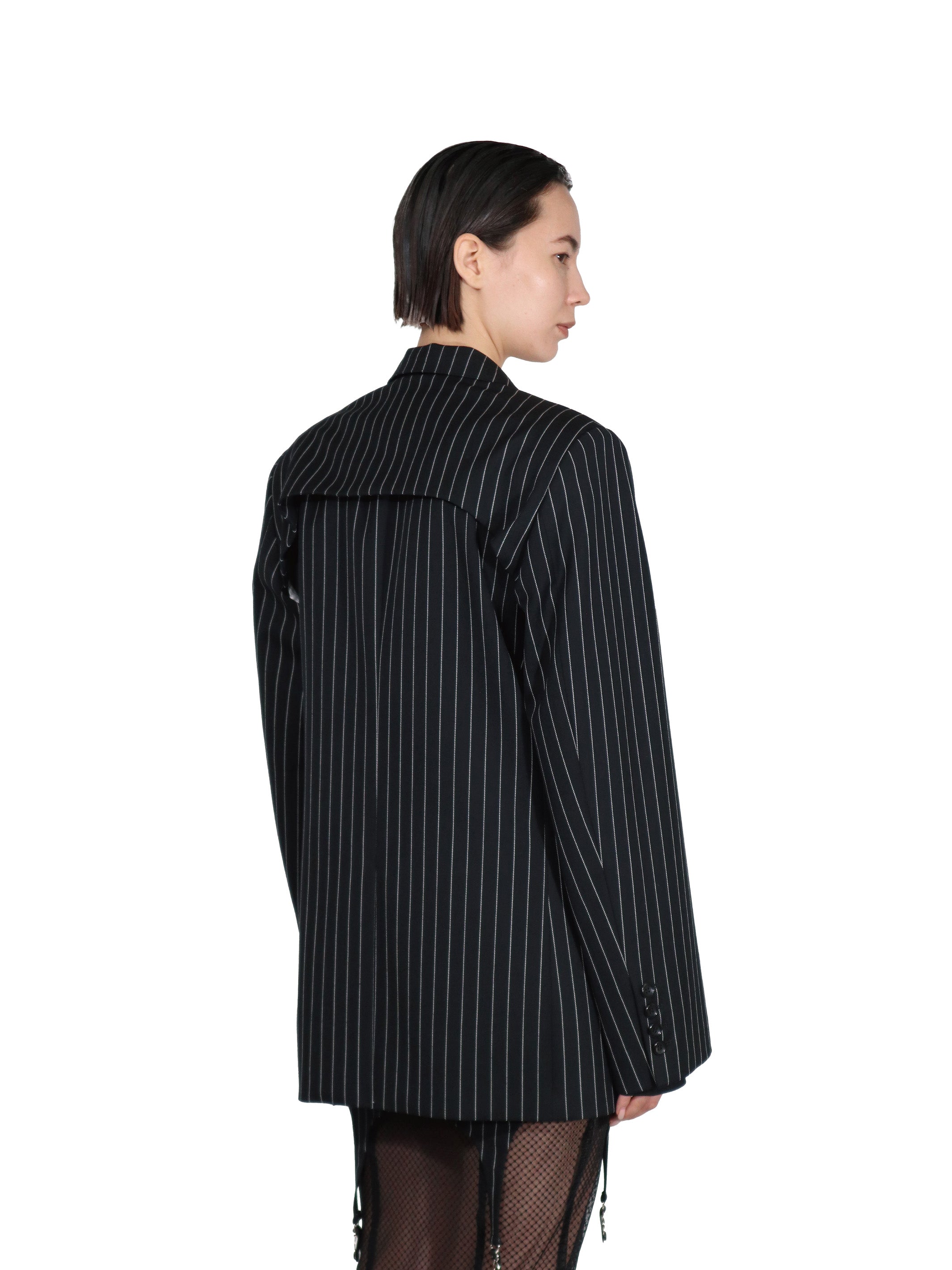 WOOL GABARDINE DETACHABLE SLEEVE JACKET
