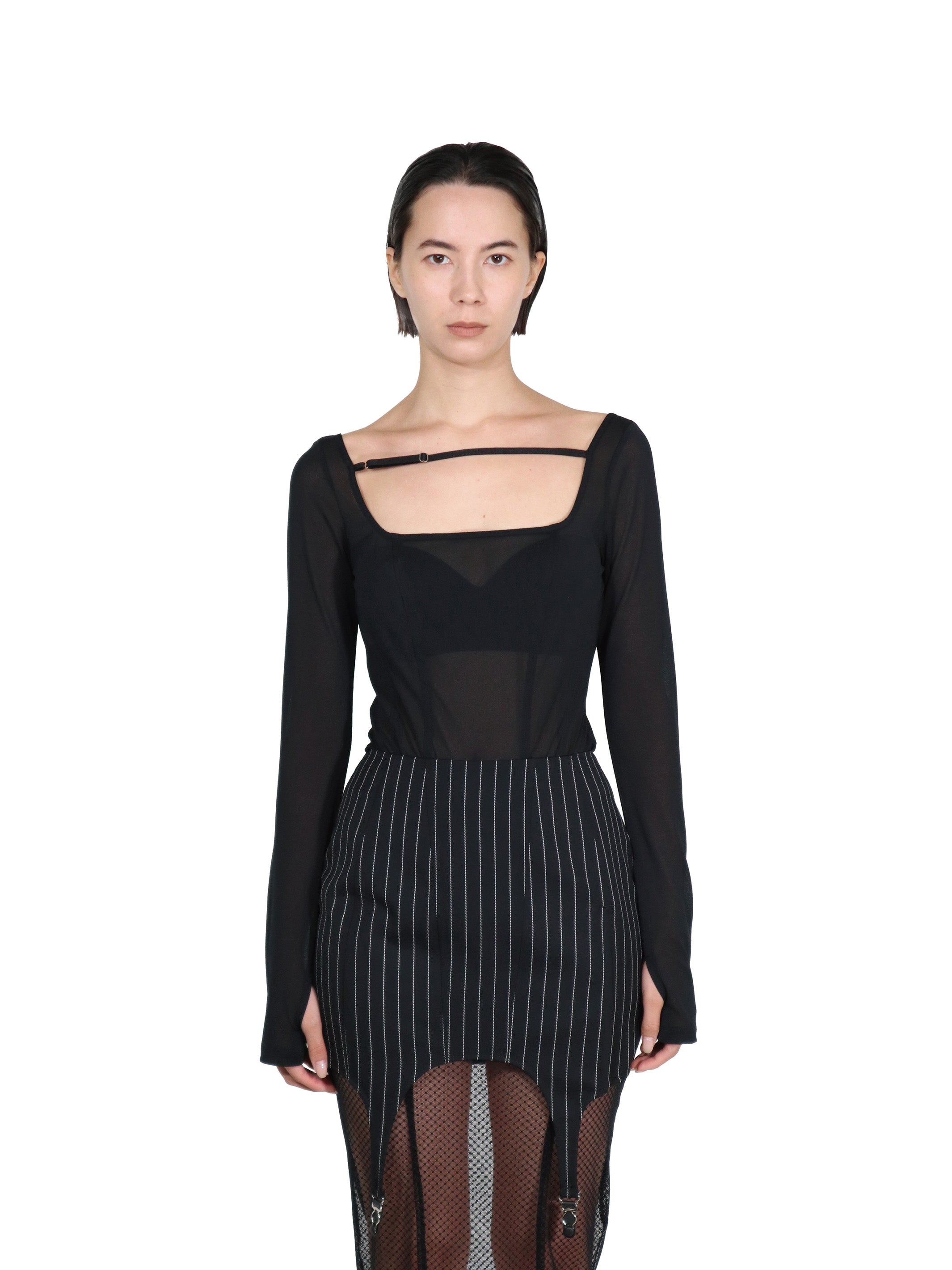 JERSEY FLONT STRAP BODY SUIT TOP