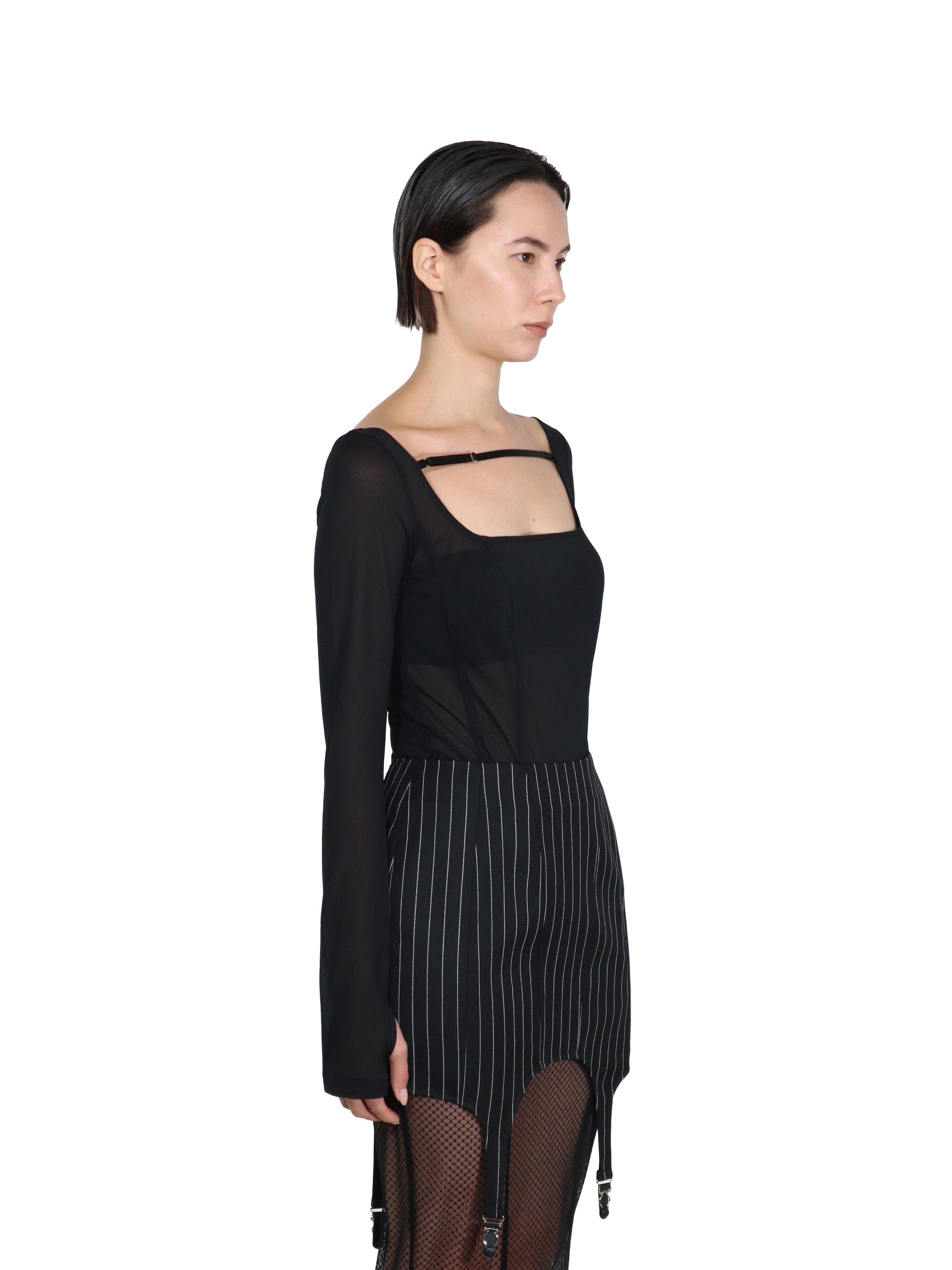 JERSEY FLONT STRAP BODY SUIT TOP