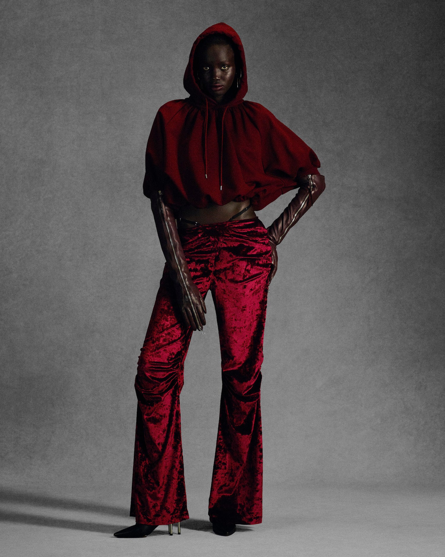 CRUSHED VELOUR GATHERED PANTS
