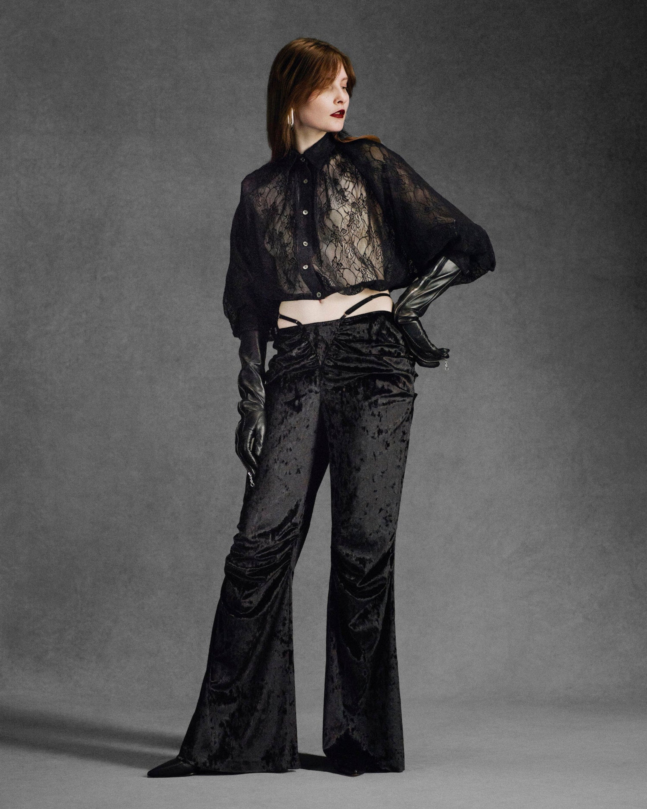 CRUSHED VELOUR GATHERED PANTS