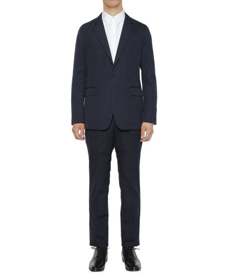 Cotton twill pleated pants | Navy