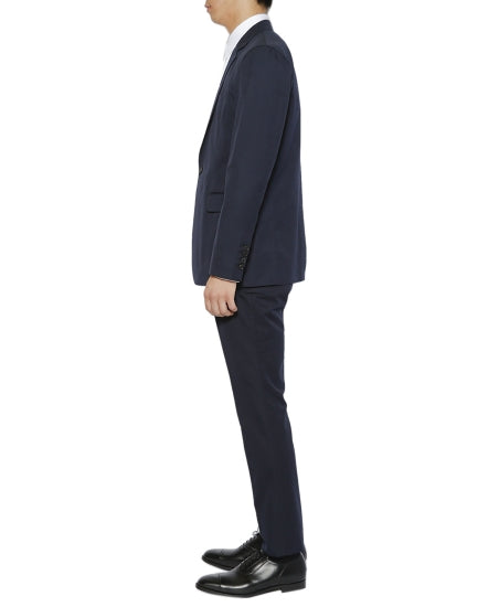 Cotton twill pleated pants | Navy