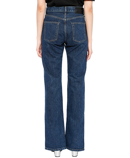 Womens washed denim slitted pants