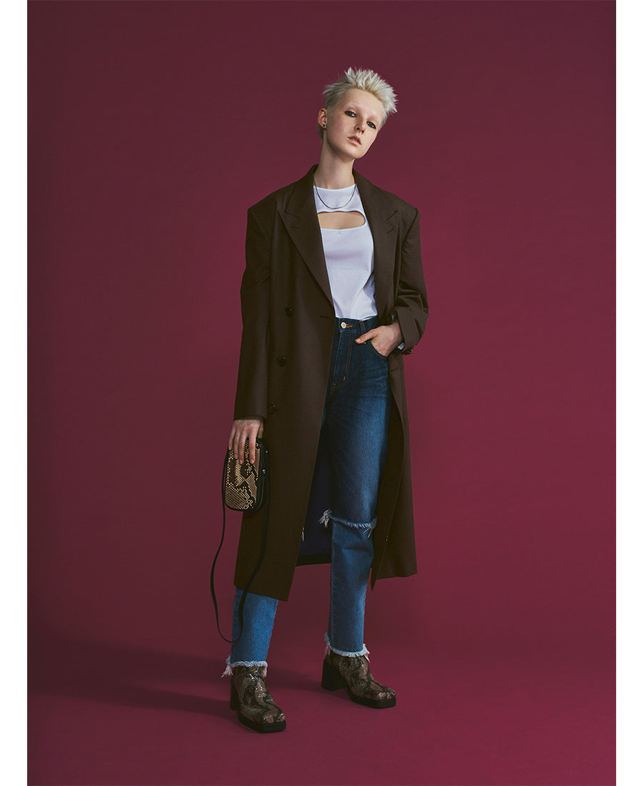 Womens Washed Denim Layered Pants | Indigo