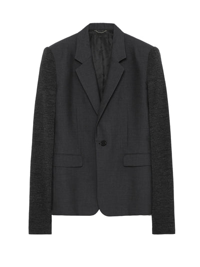 Ripstop knit sleeve single breasted jacket
