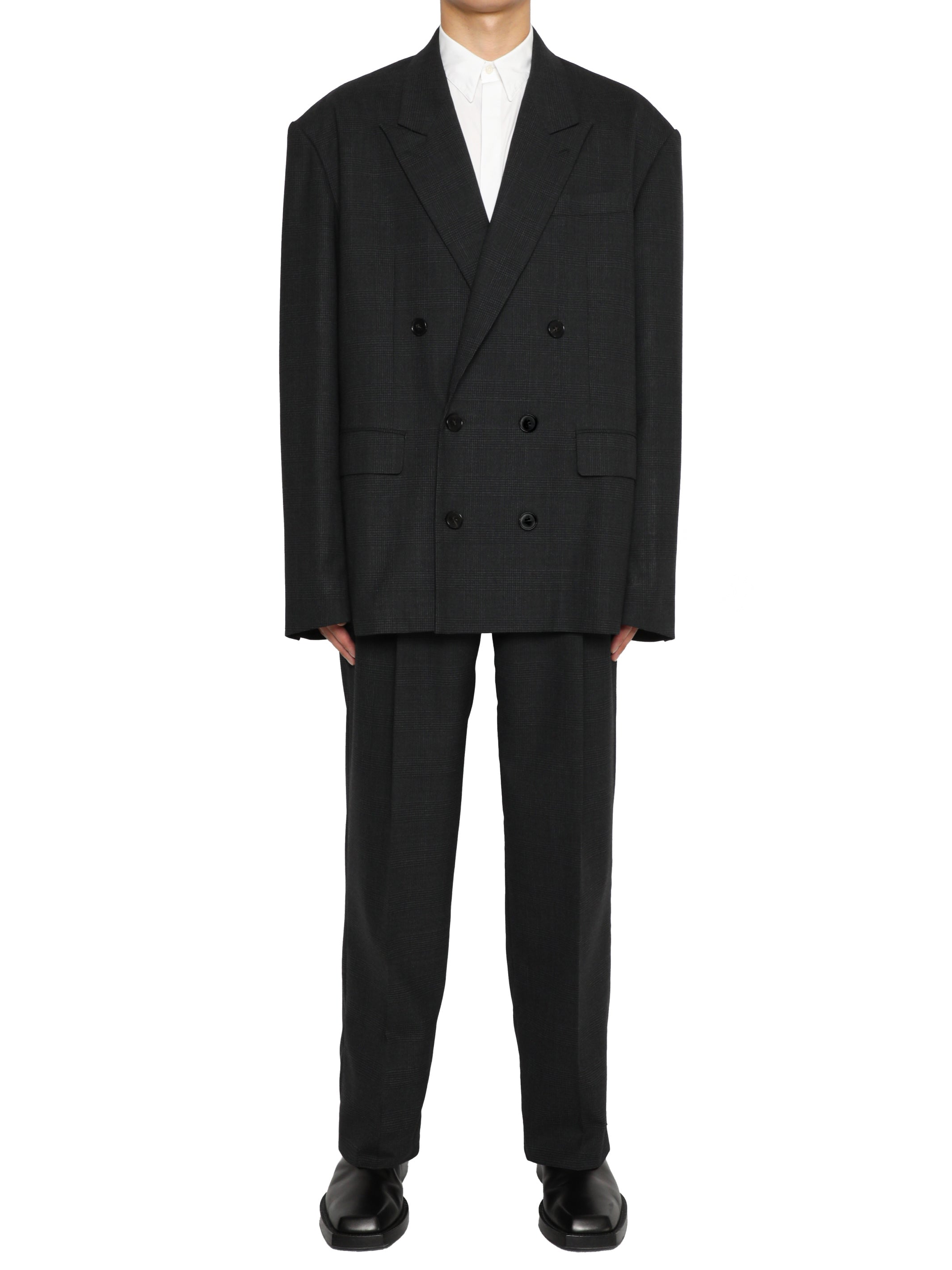 GLEN PLAID TUCK TROUSERS