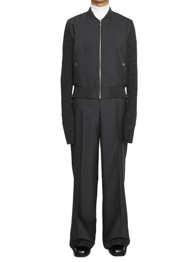 Ripstop knit sleeve zip-up jacket