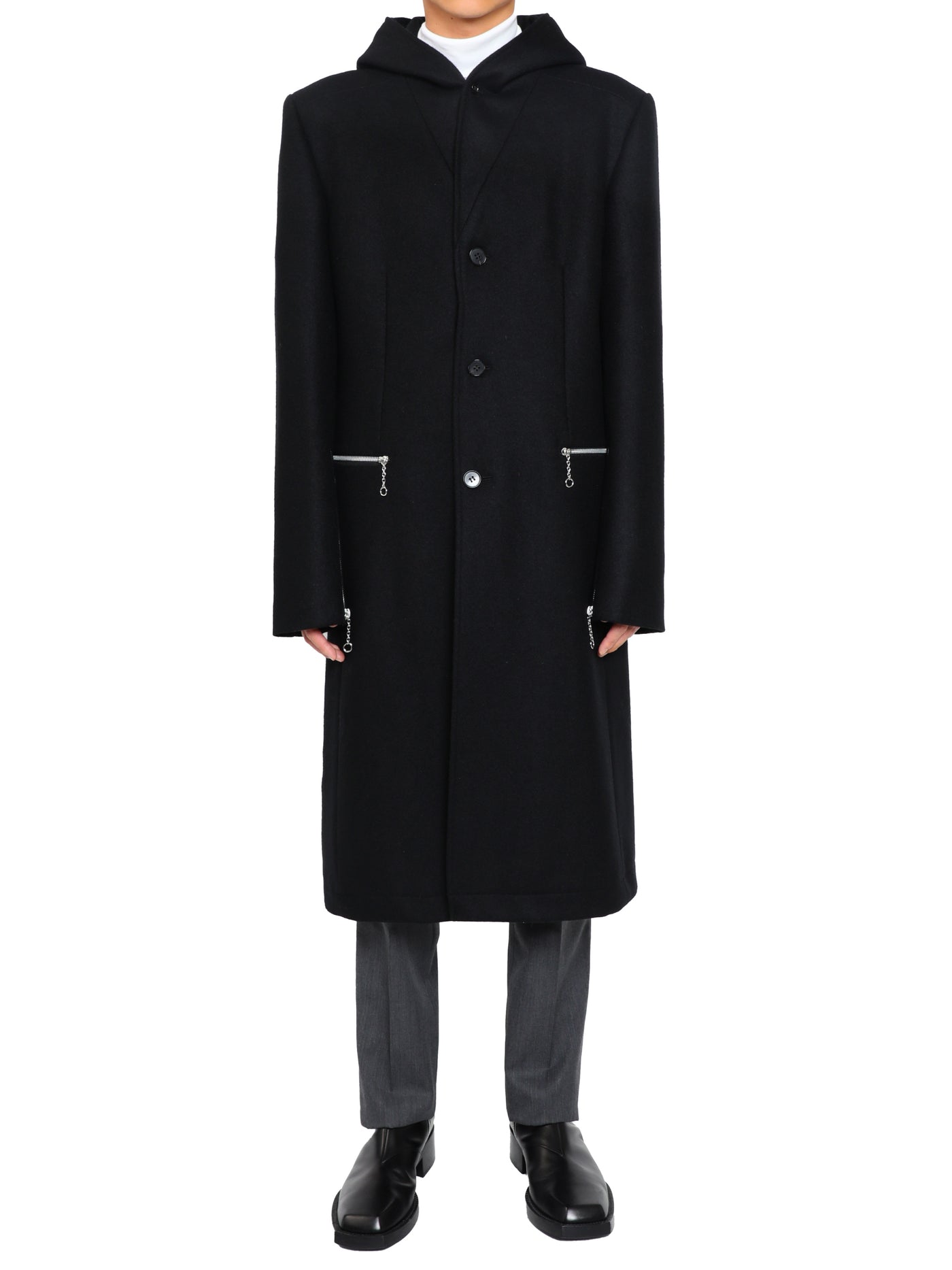 Melange Melton Hooded Coat