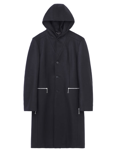 Melange Melton Hooded Coat