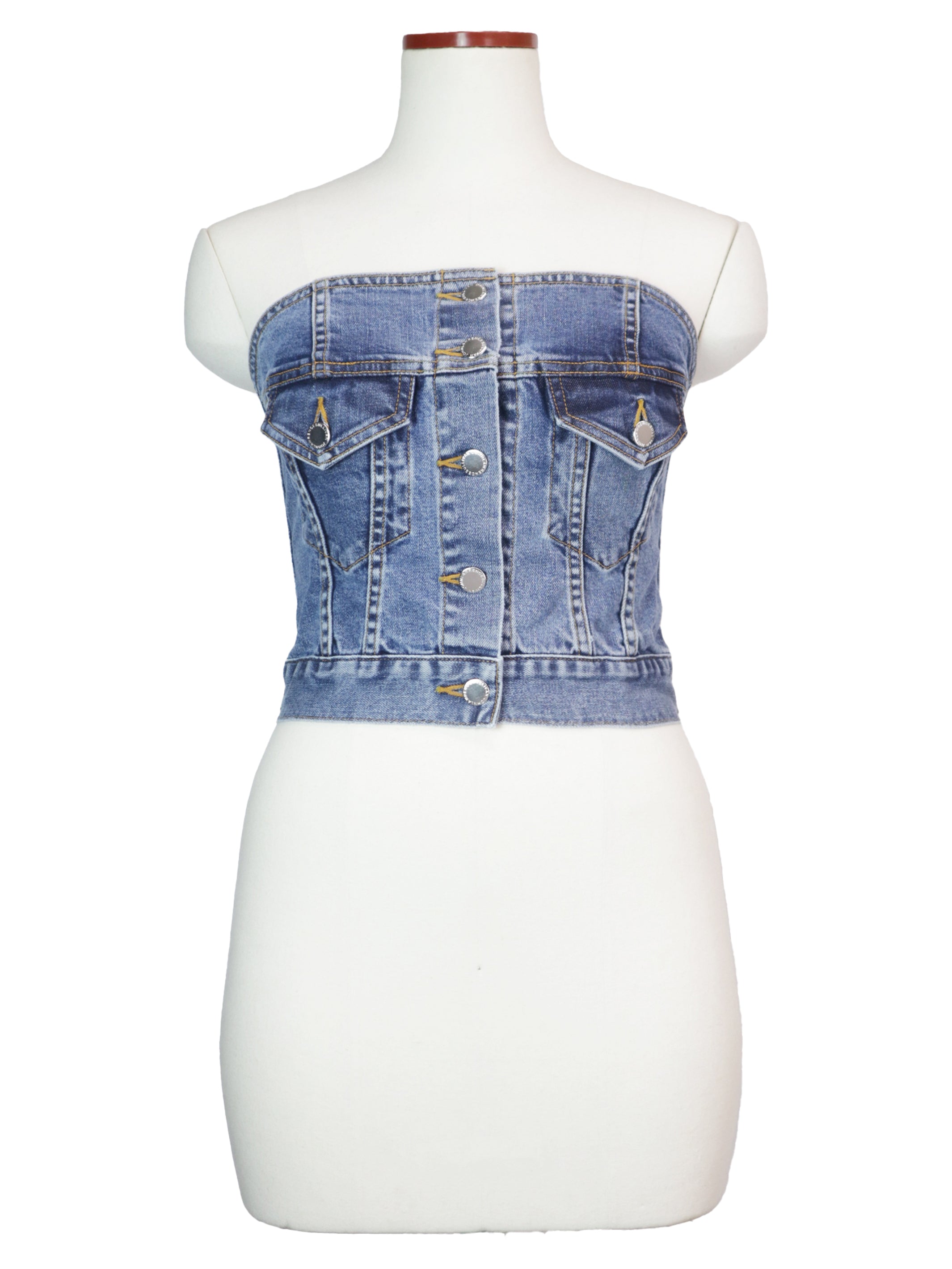 Washed denim bustier