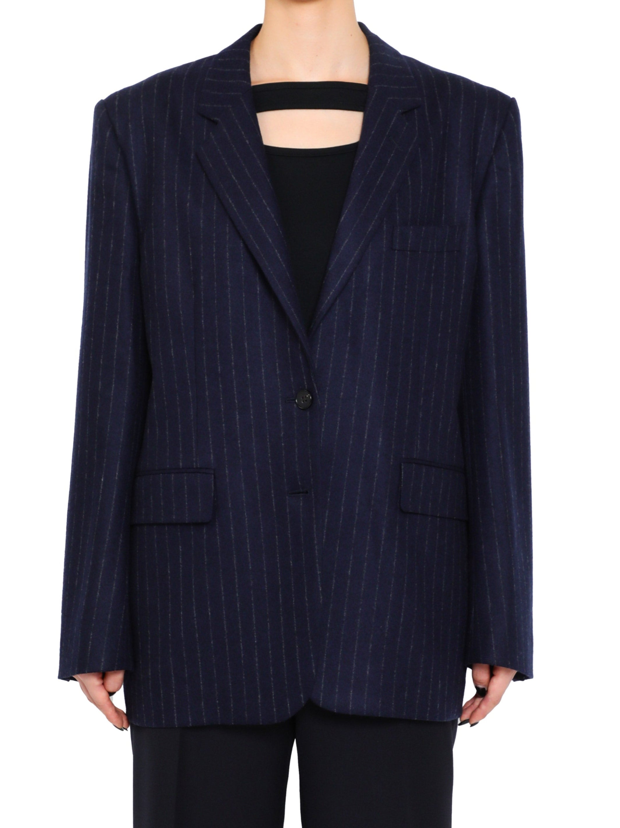 Striped Wool Single Jacket