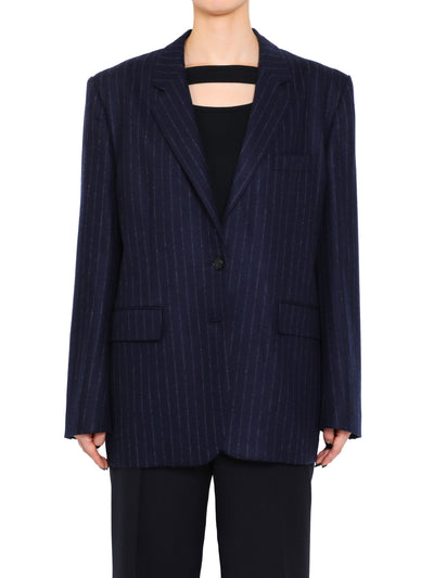 Striped wool single jacket