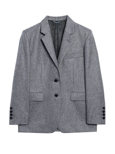 Striped wool single jacket