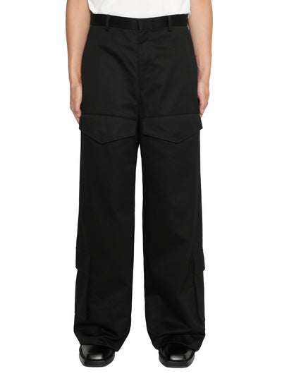 Cotton twill wide cargo pants