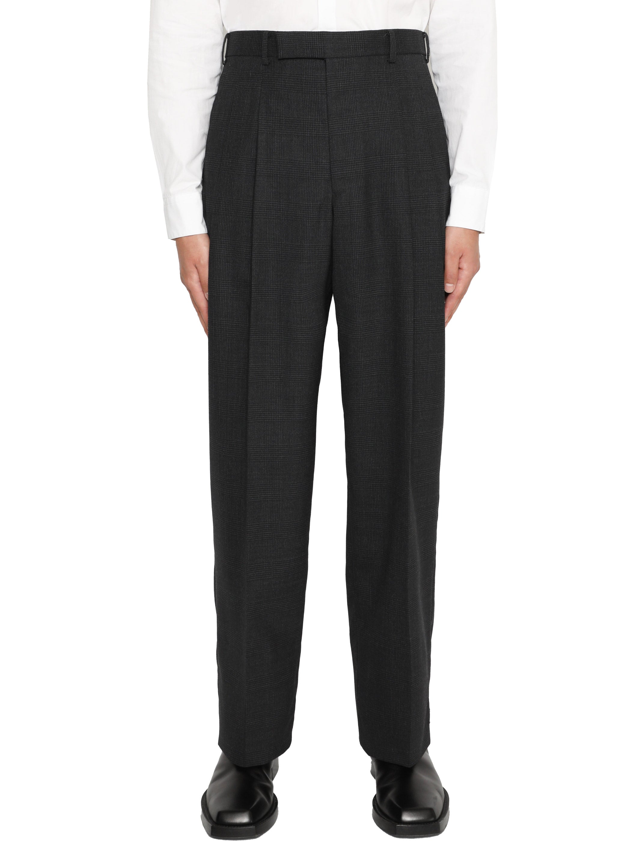 GLEN PLAID TUCK TROUSERS