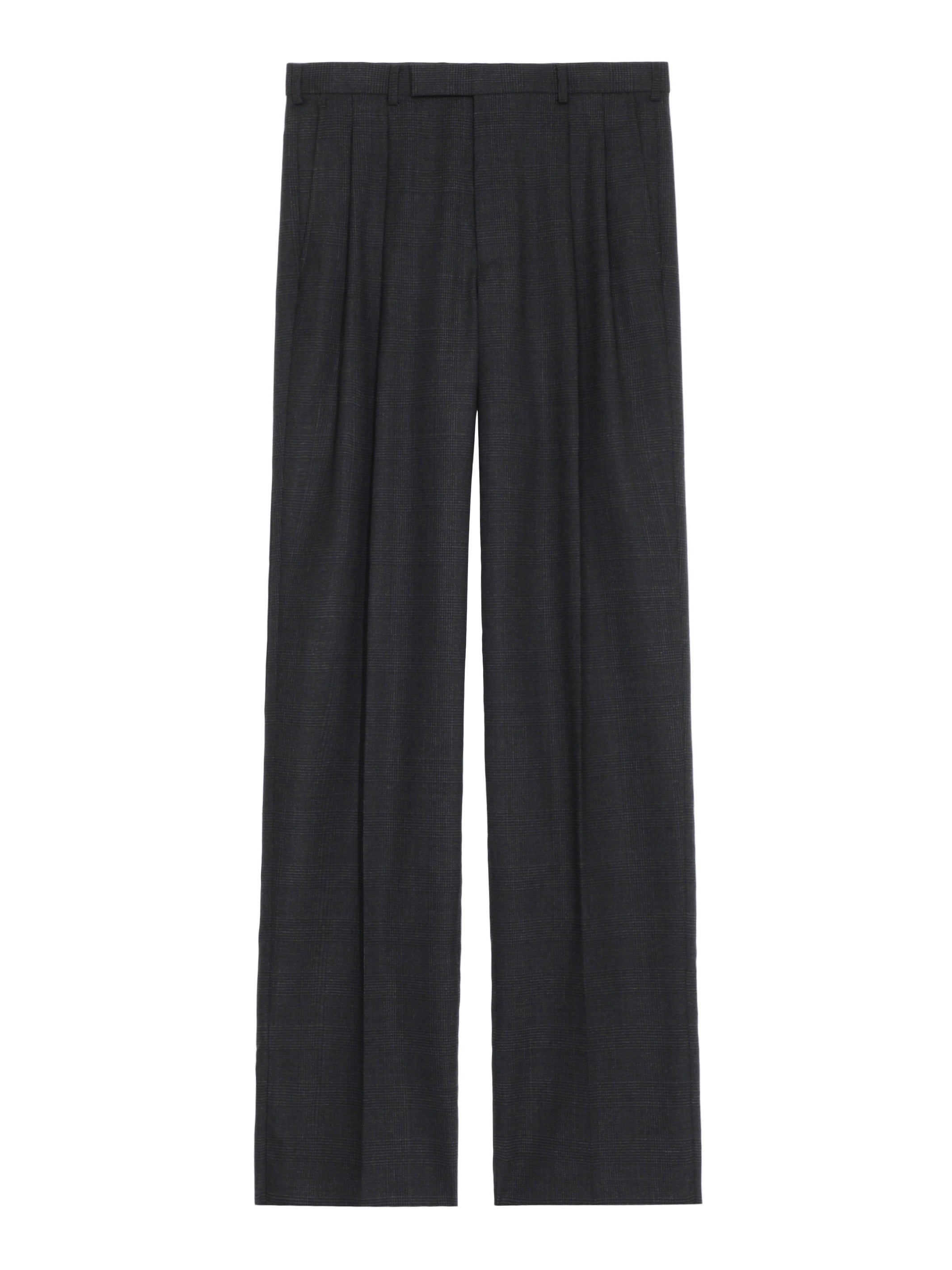 GLEN PLAID TUCK TROUSERS