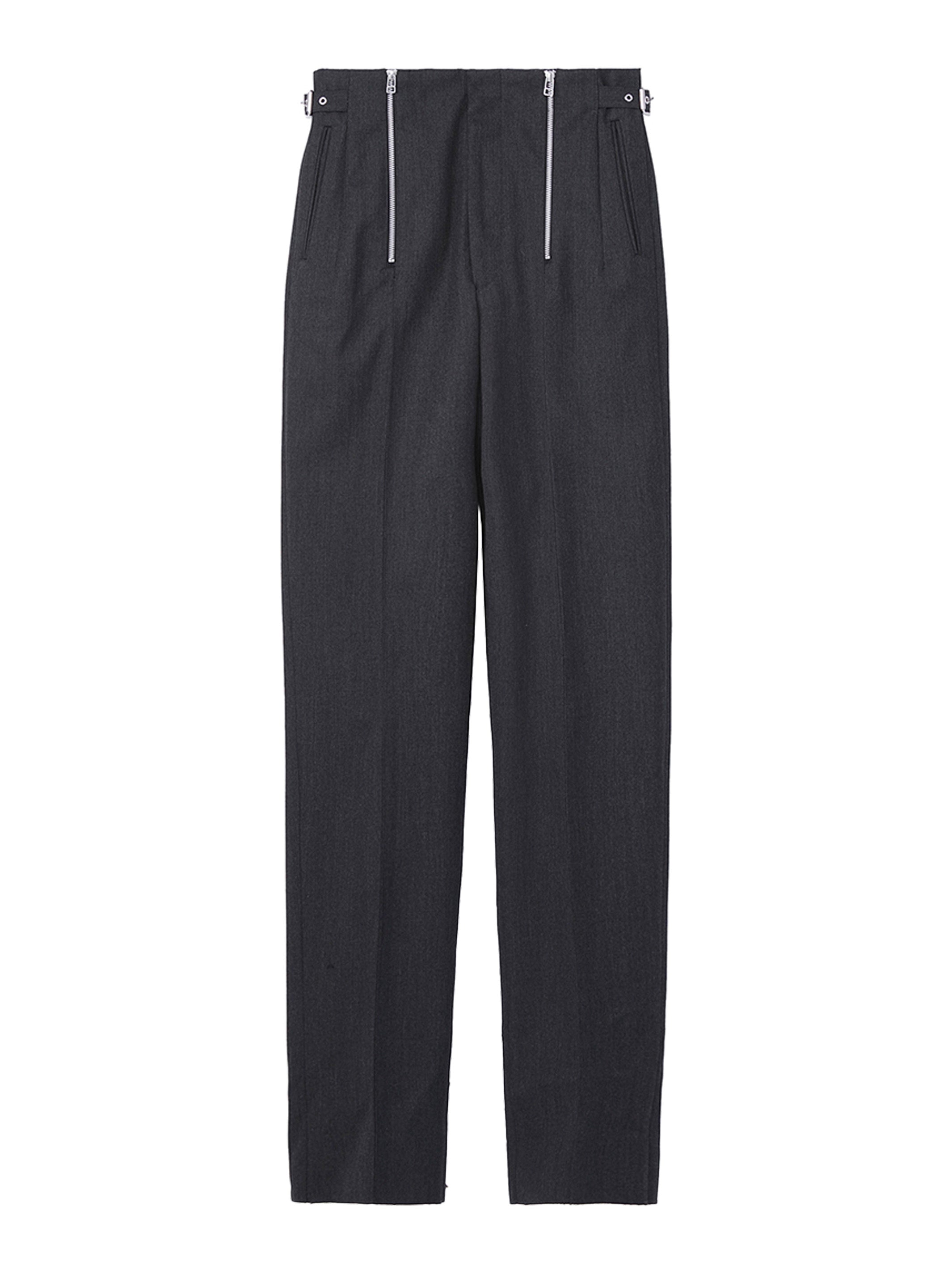 Wool tapered zip trousers