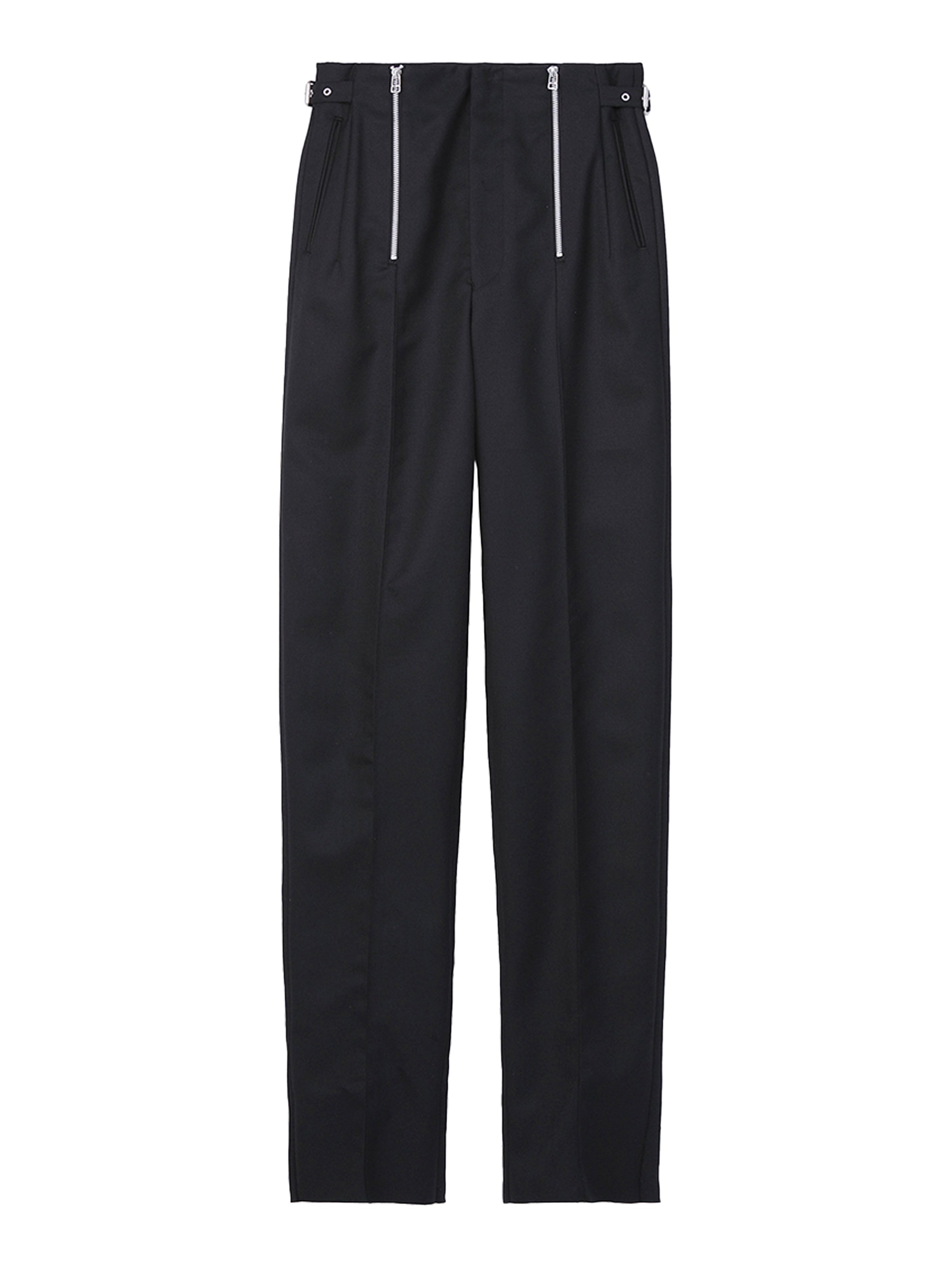 Wool Gabardine Zip Trousers