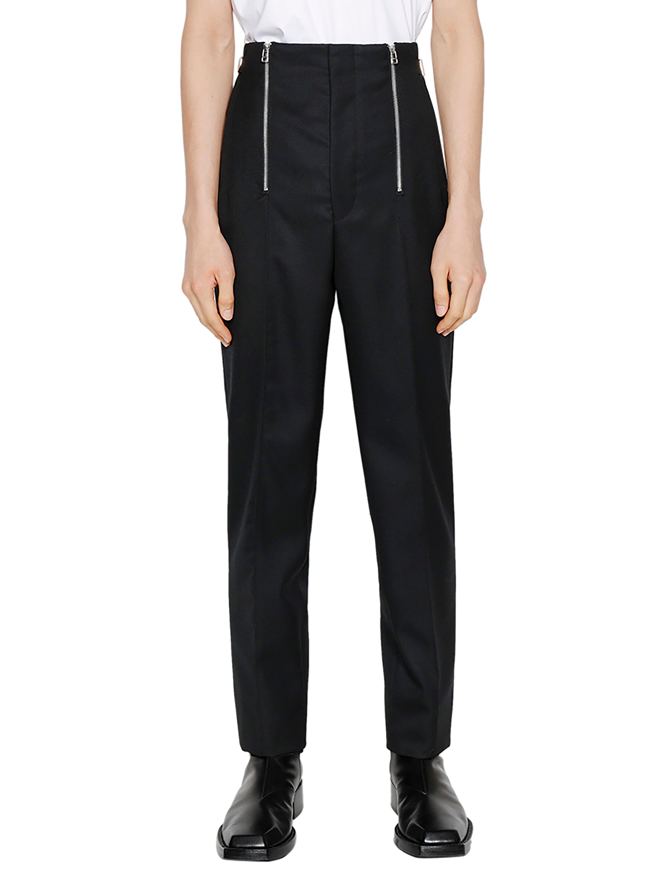 Wool Gabardine Zip Trousers