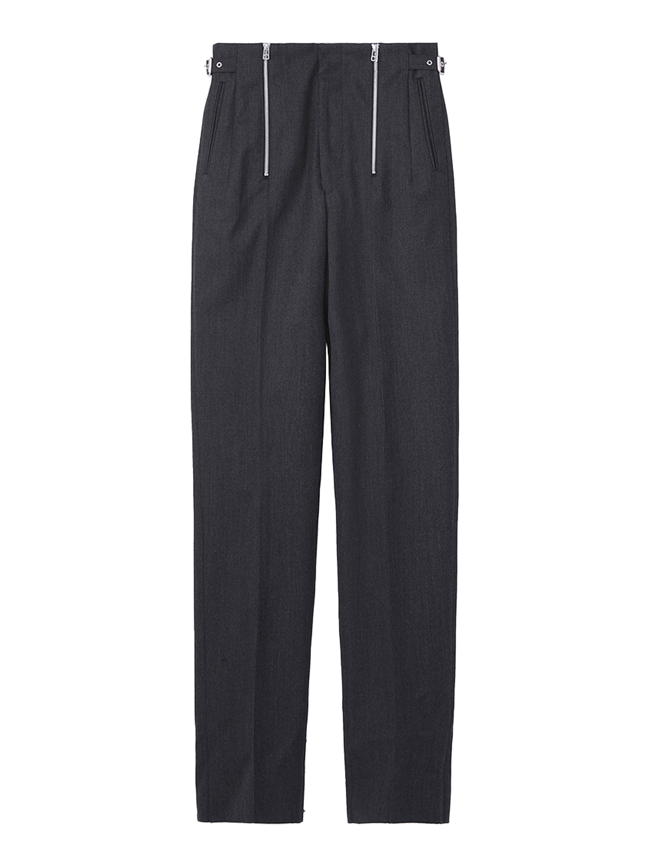 Wool Gabardine Zip Trousers