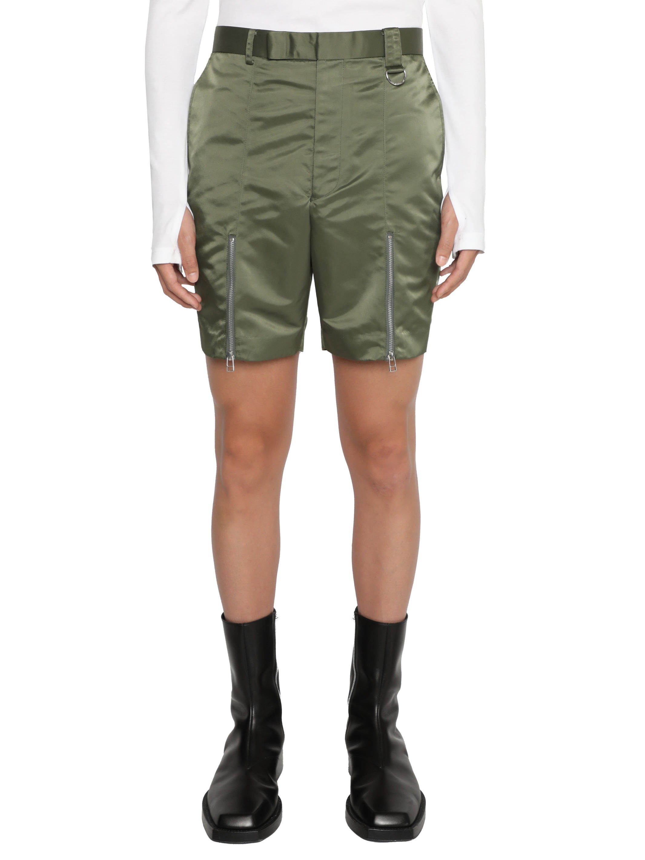 NYLON SATIN ZIP SHORTS