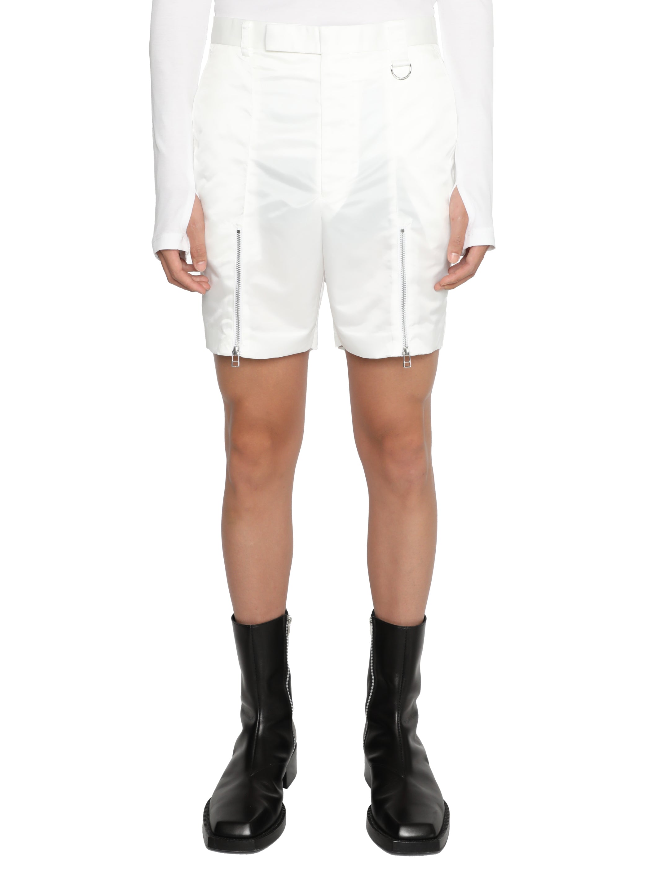 NYLON SATIN ZIP SHORTS