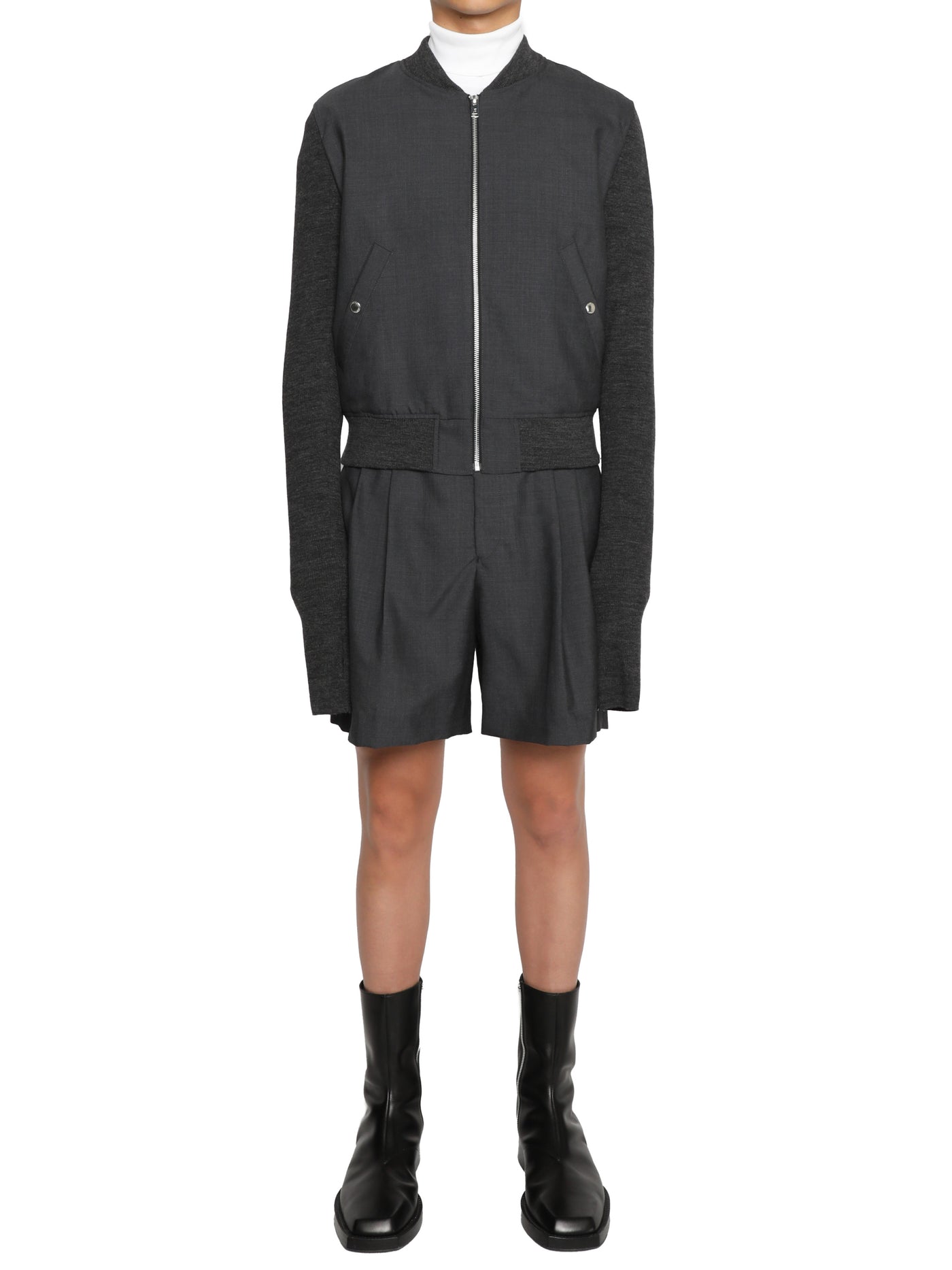 Ripstop knit sleeve zip-up jacket