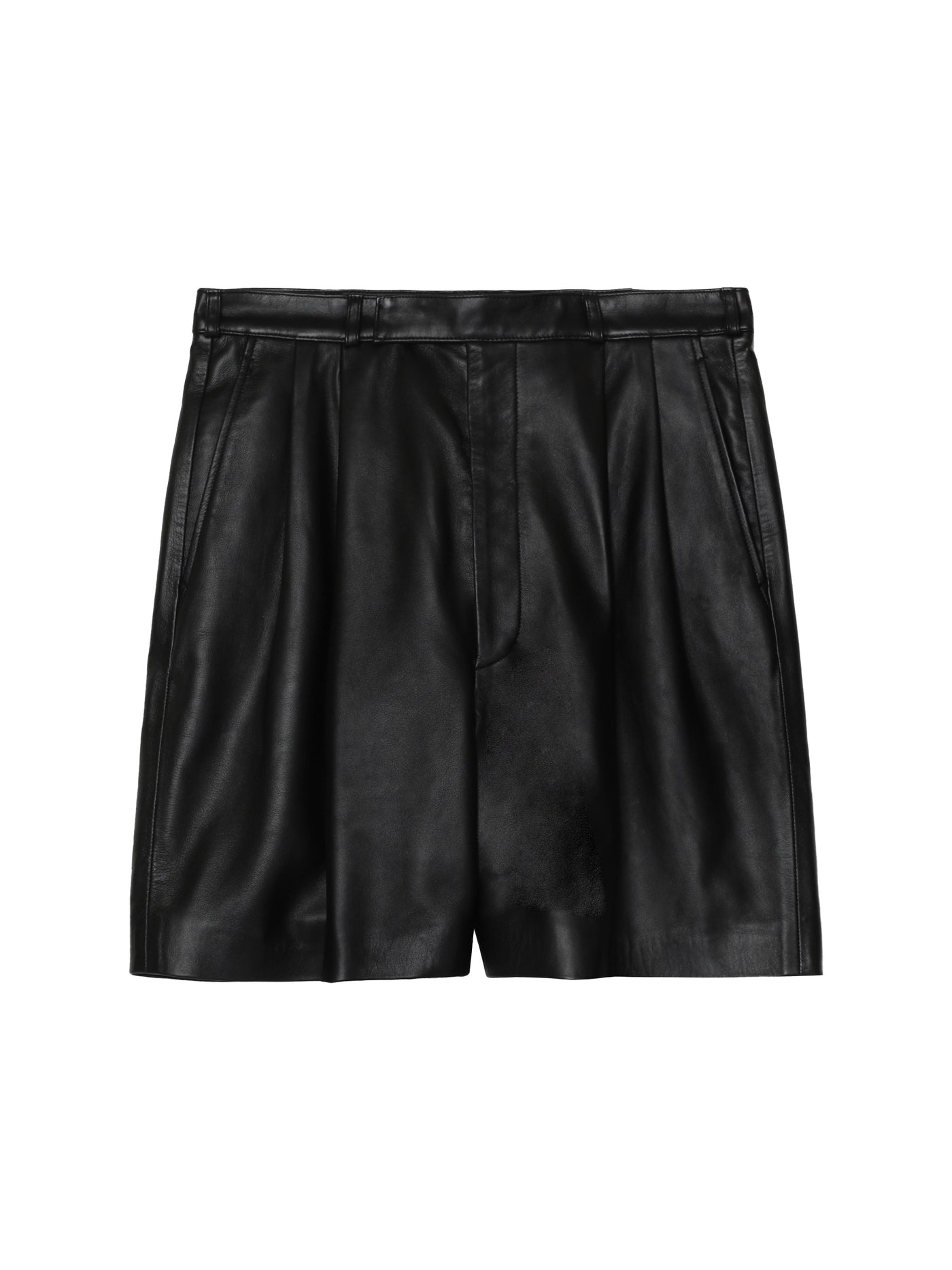 Leather tuck shorts