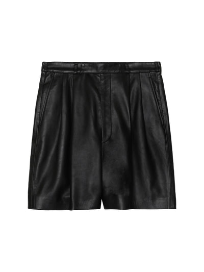 Leather tuck shorts