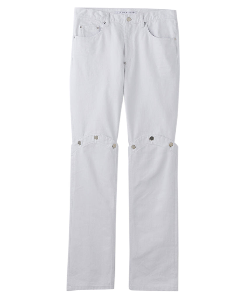 Knee button jeans | White – JOHN LAWRENCE SULLIVAN
